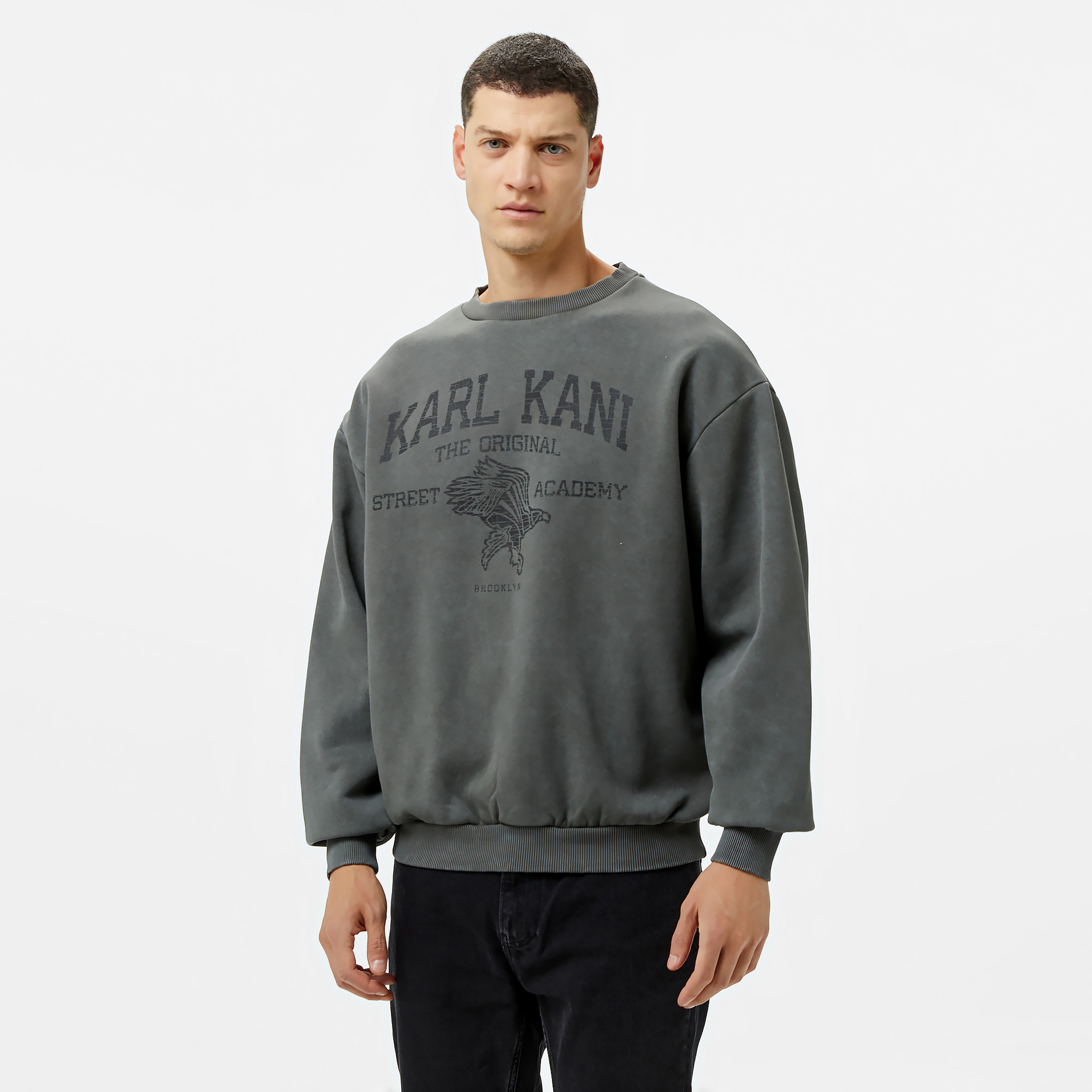 Karl Kani Kani Street Academy Washed Os Crew Erkek Gri Sweatshirt