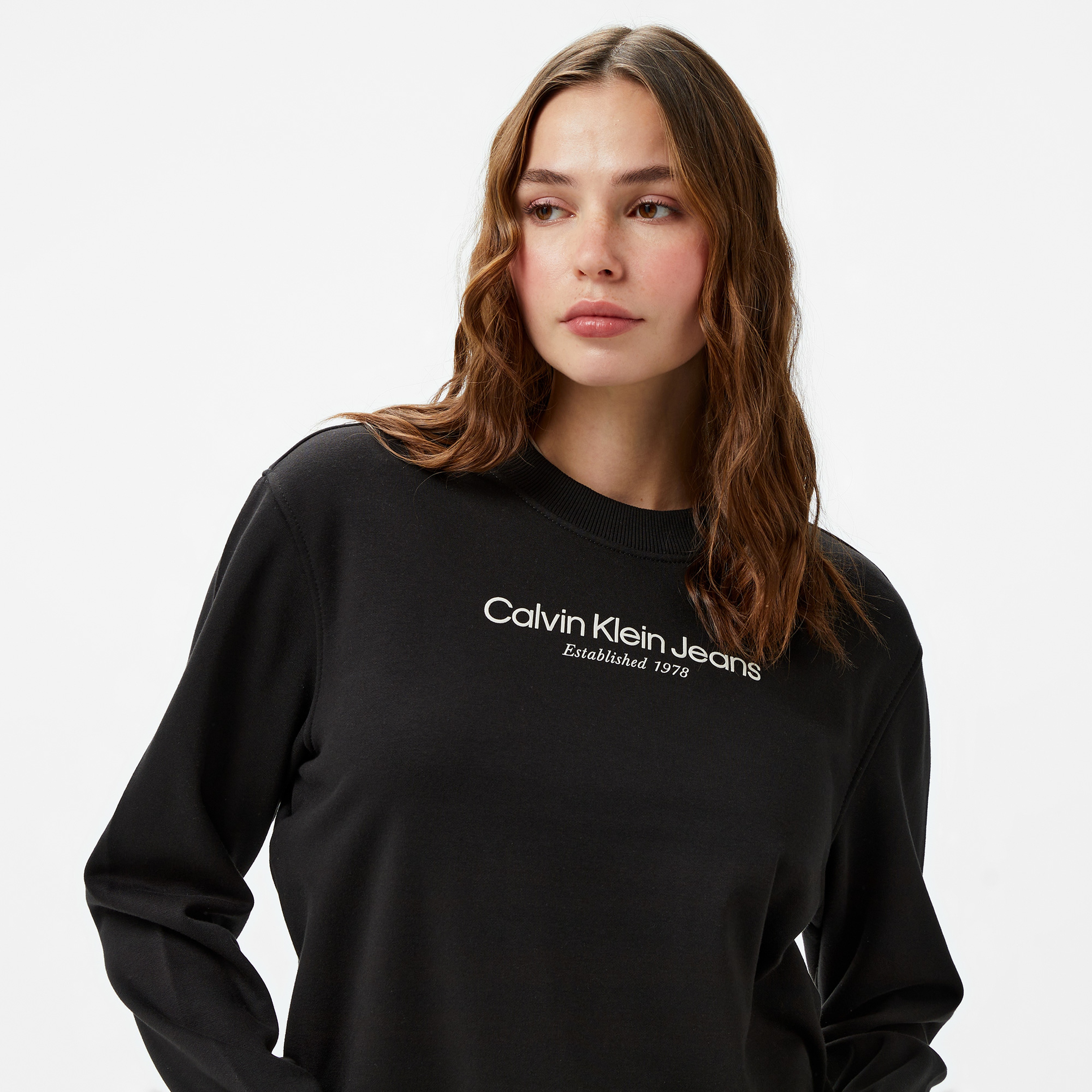 Calvin Klein Jeans institutional Graphic Kadın Siyah Sweatshirt