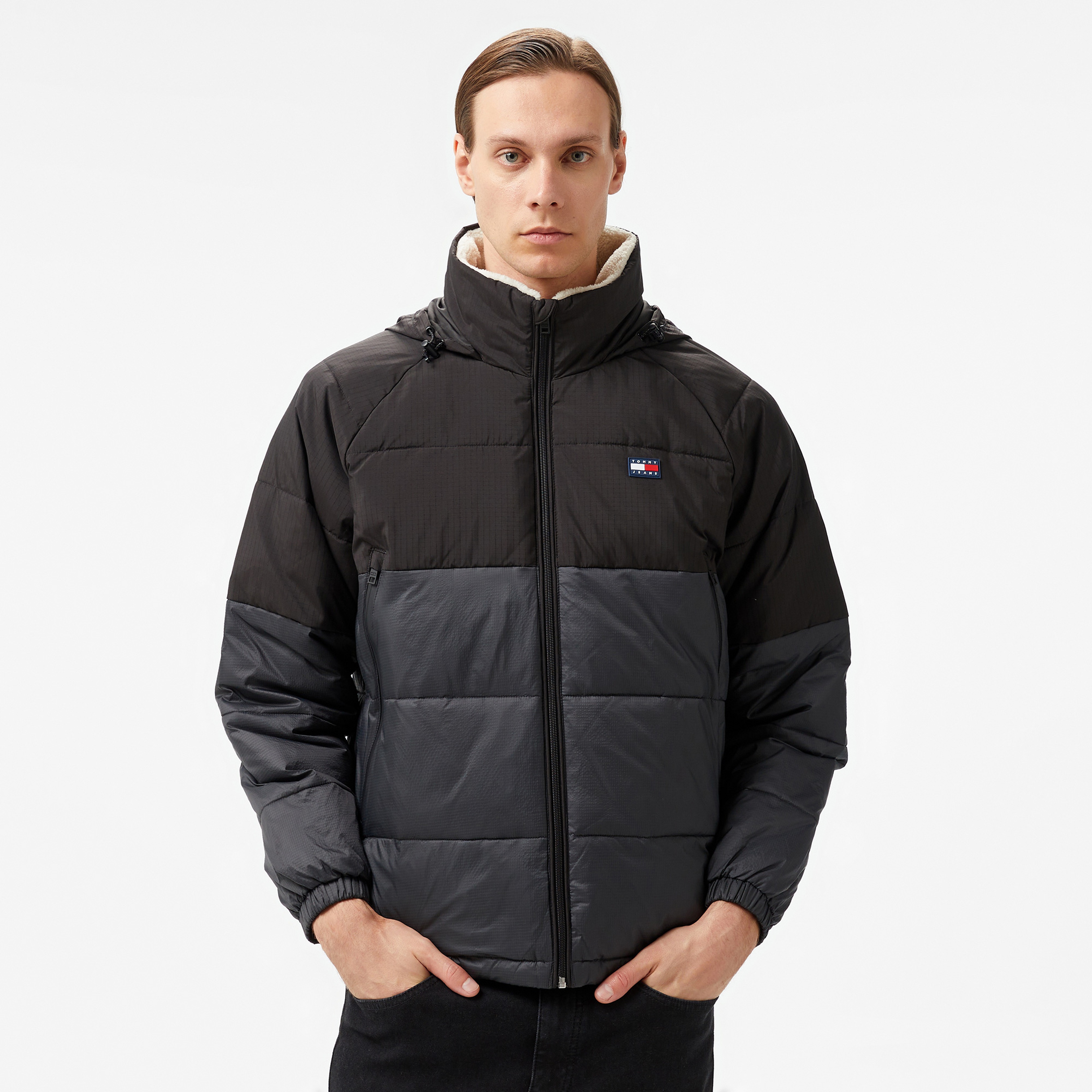 Tommy Hilfiger Jeans Vaıl Two Tone Puffer Erkek Siyah Ceket