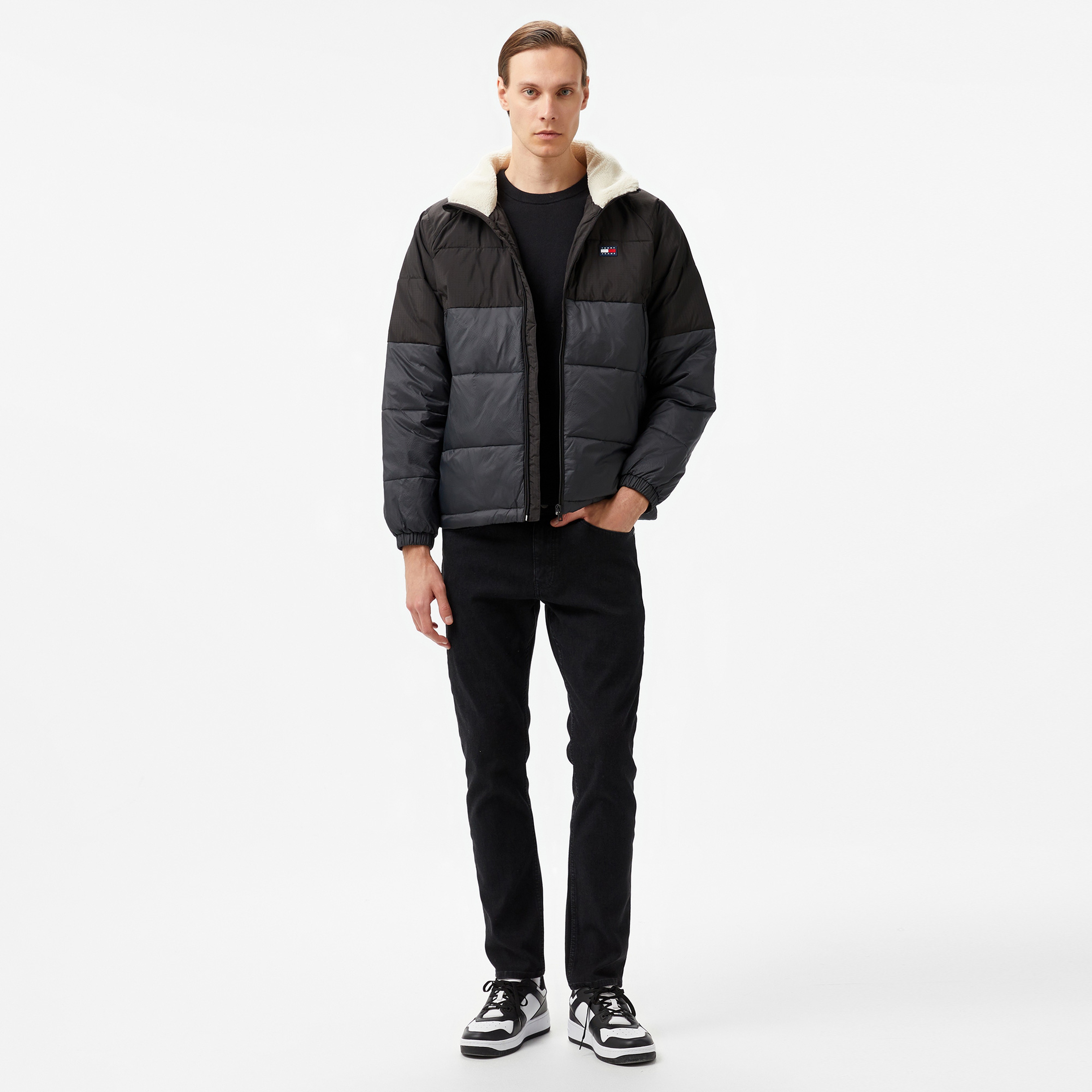 Tommy Hilfiger Jeans Vaıl Two Tone Puffer Erkek Siyah Ceket