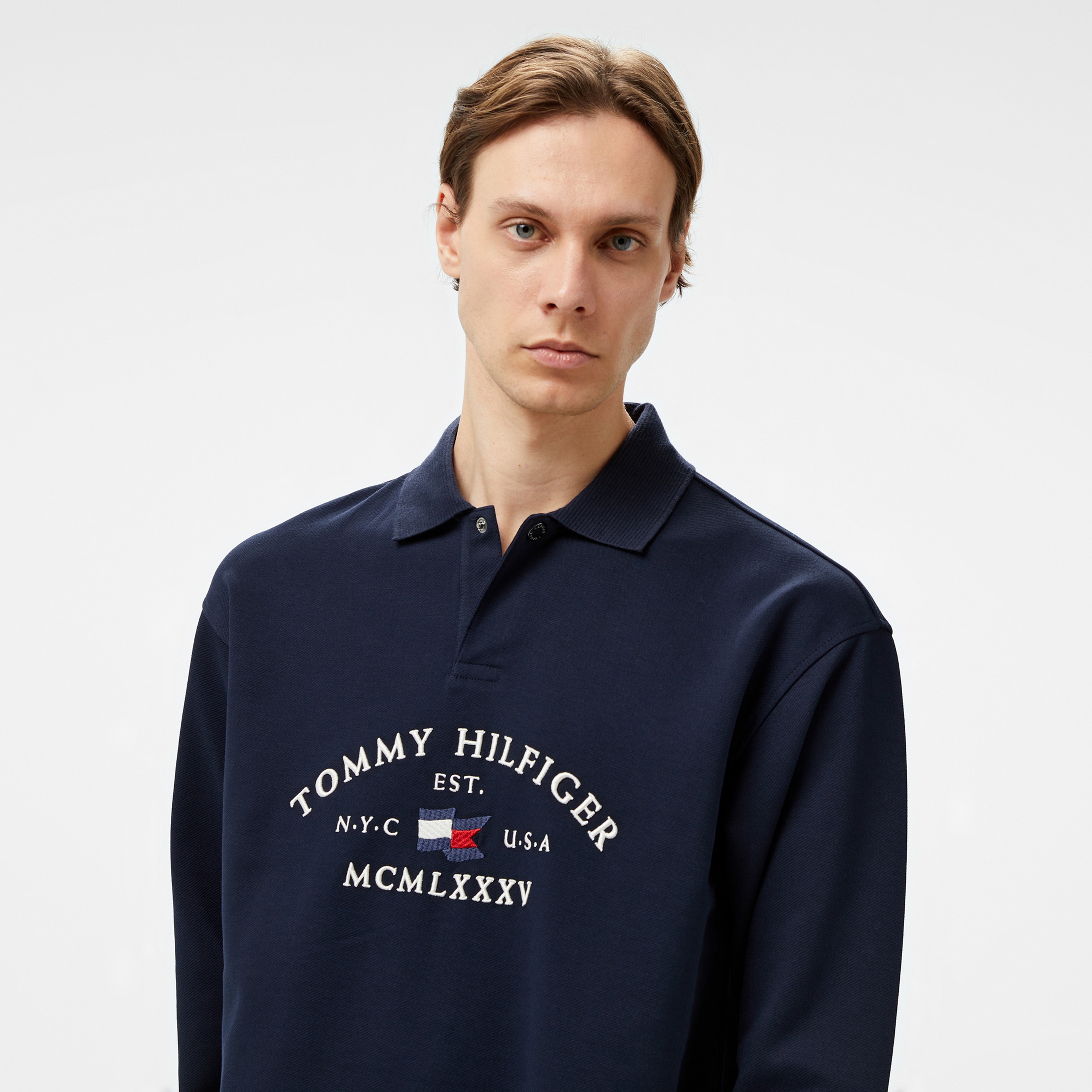Tommy Hilfiger Nautical Arch Af Erkek Mavi Polo