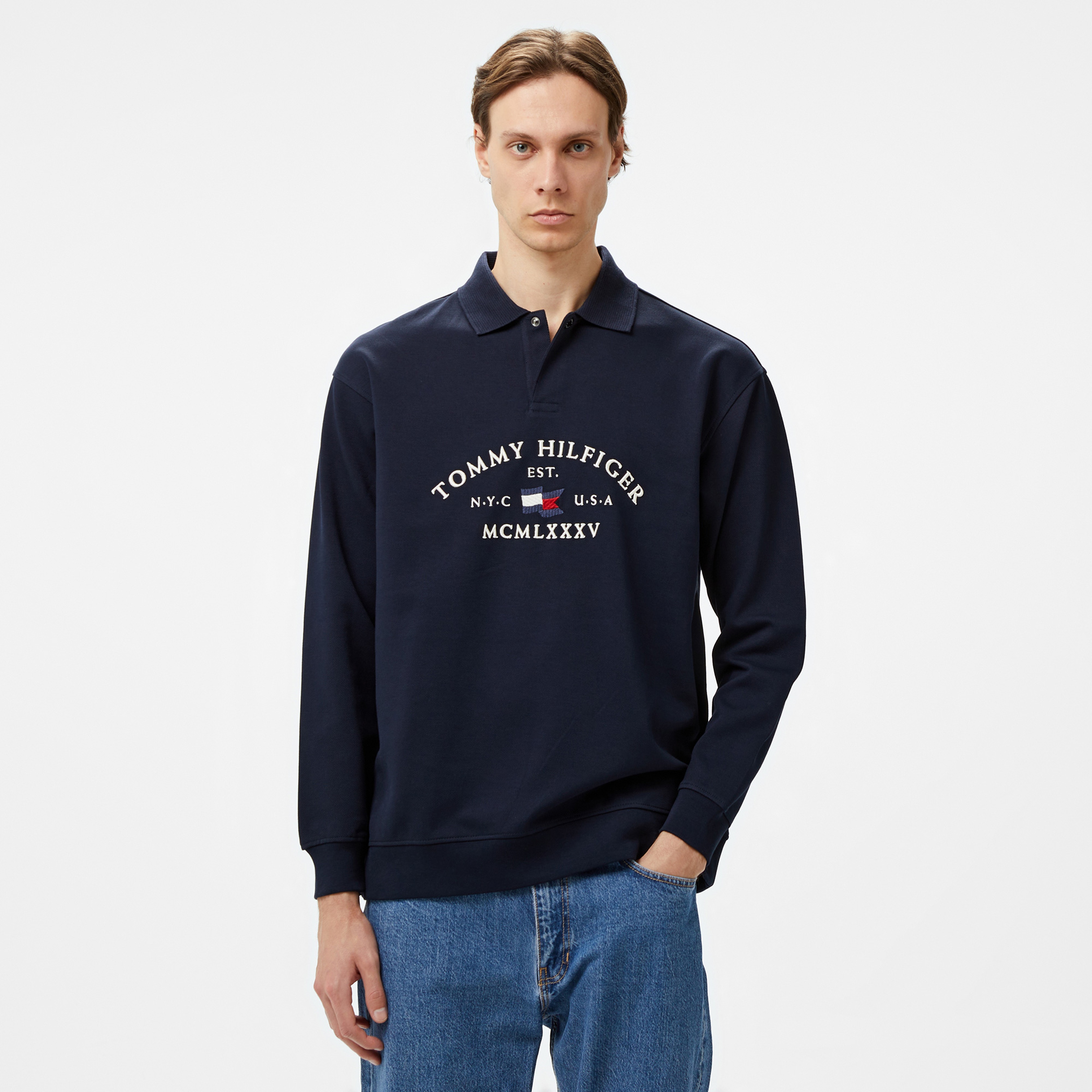 Tommy Hilfiger Nautical Arch Af Erkek Mavi Polo