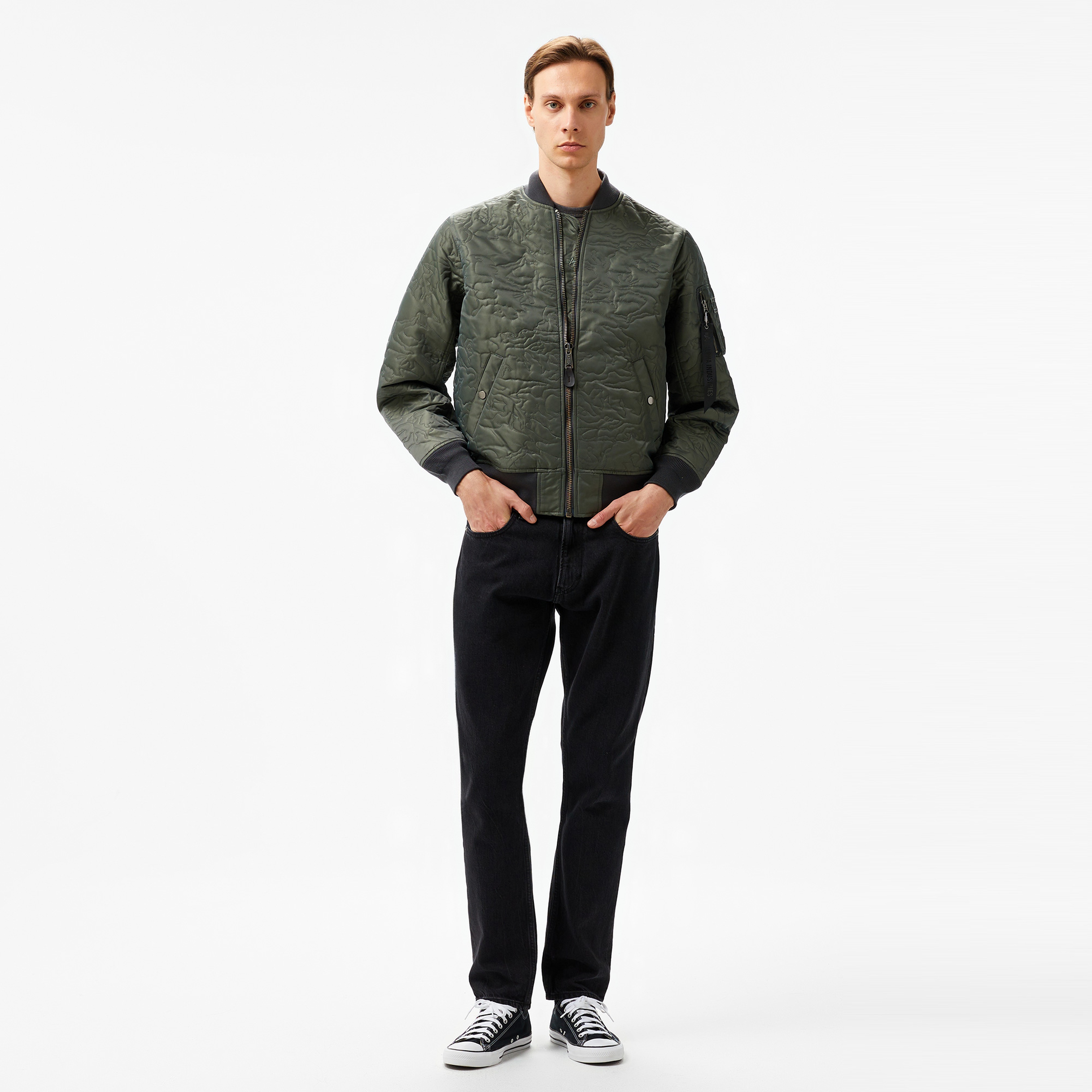Alpha Industries Camo Quilted Ma-1 Flight Unisex Gri Ceket
