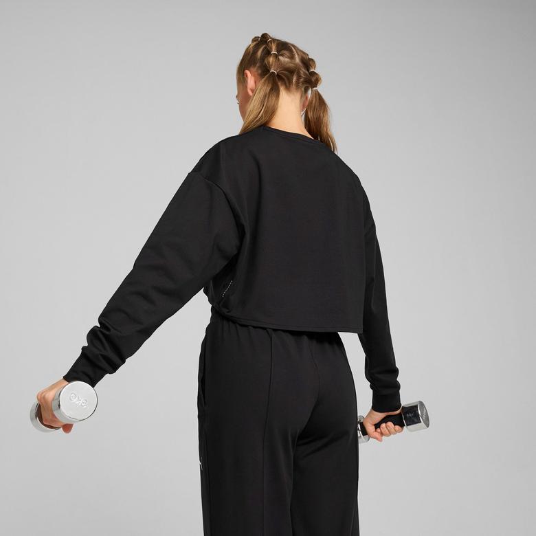 Puma Cloudspun Crossover Crew Kadın Siyah Sweatshirt