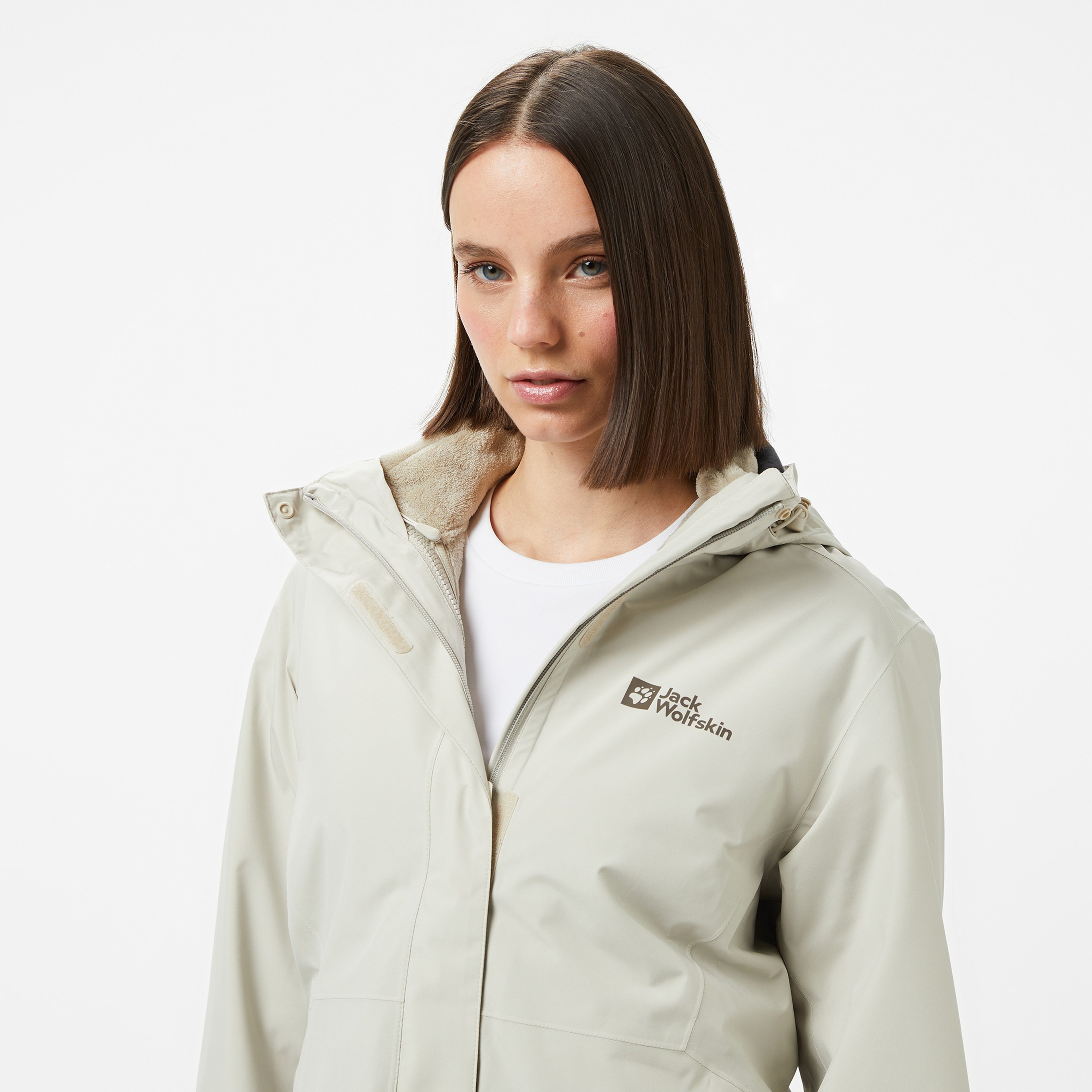 Jack Wolfskin Rotwand 3In1 Kadın Gri Outdoor Ceketi