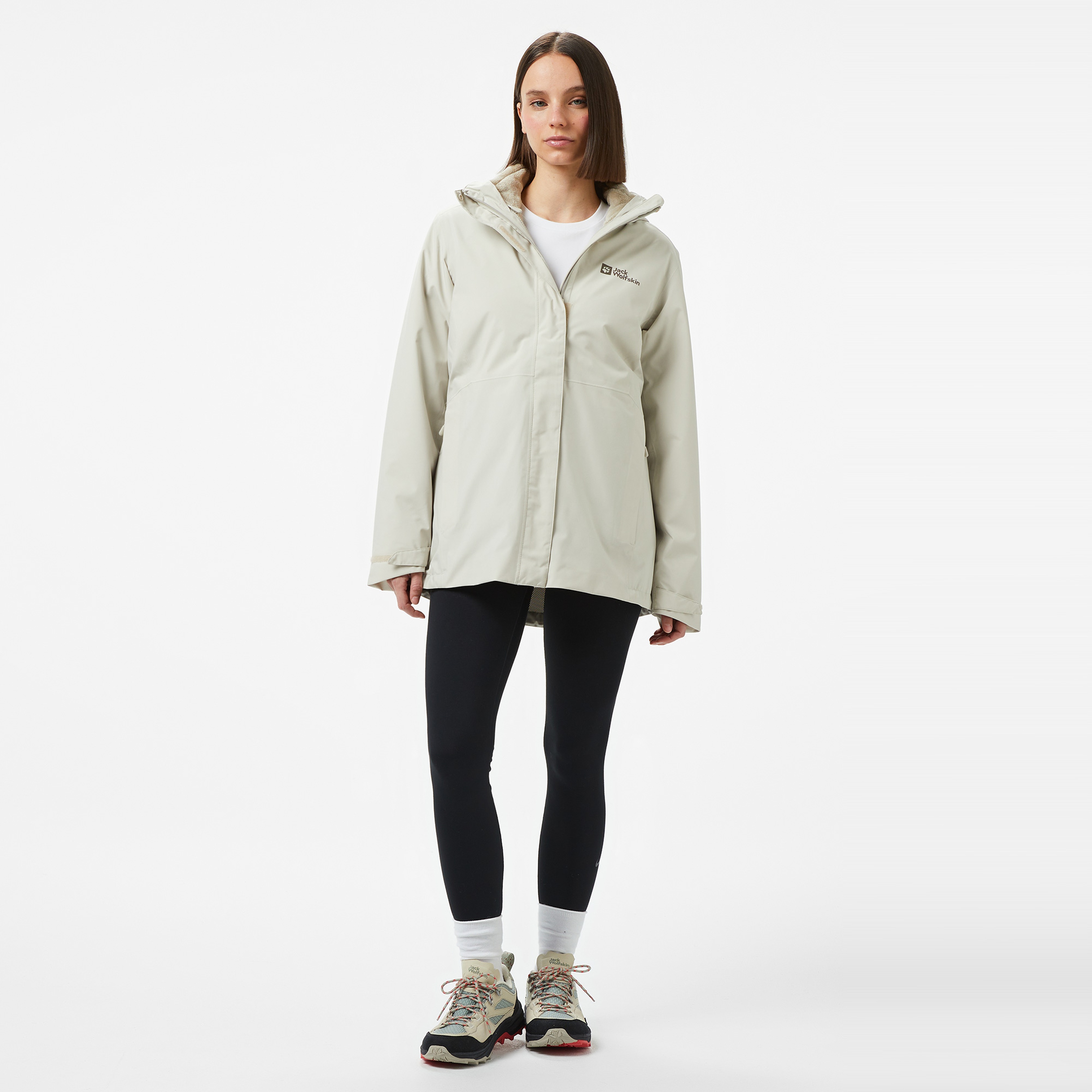 Jack Wolfskin Rotwand 3In1 Kadın Gri Outdoor Ceketi