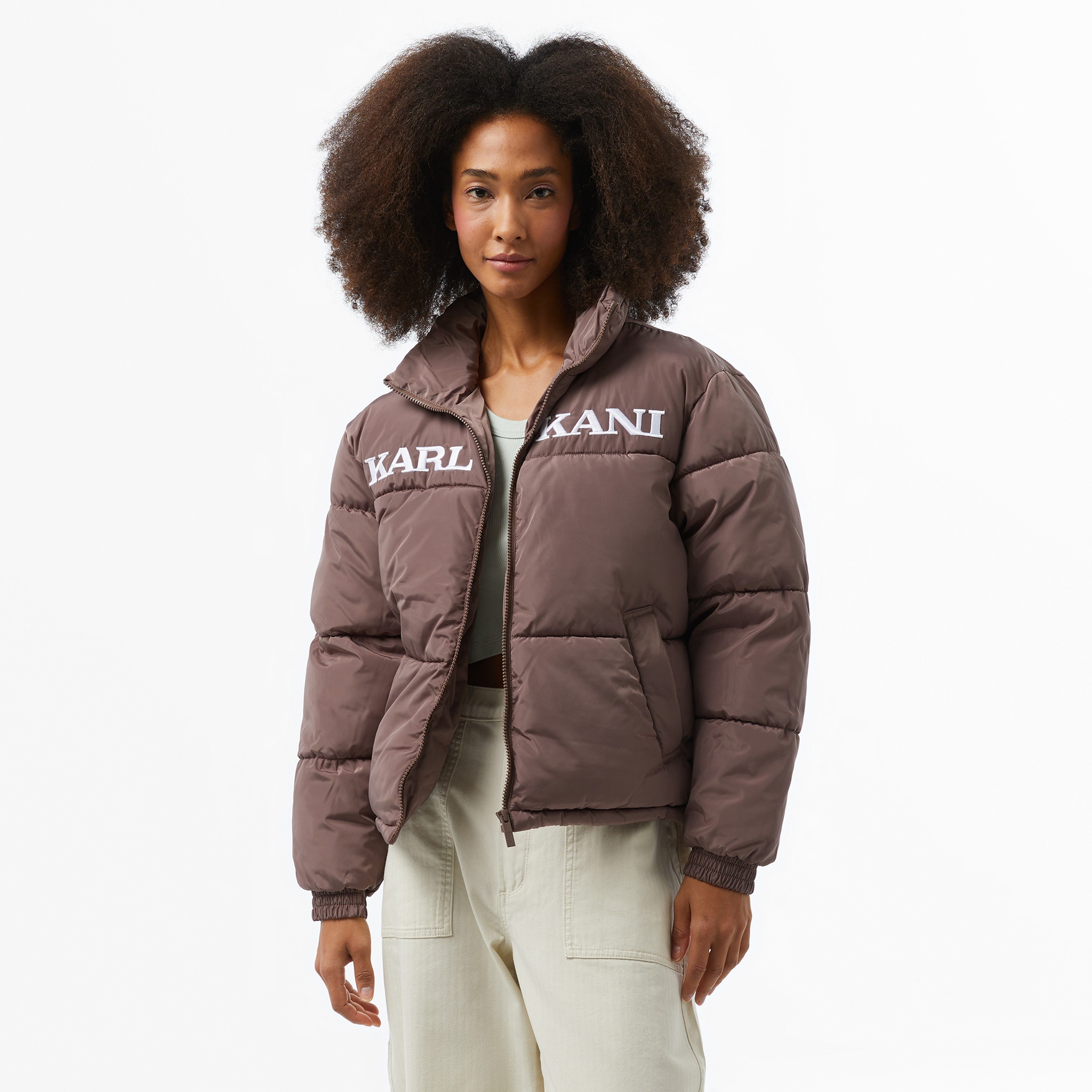 Karl Kani Retro Essential Puffer Kadın Bej Ceket