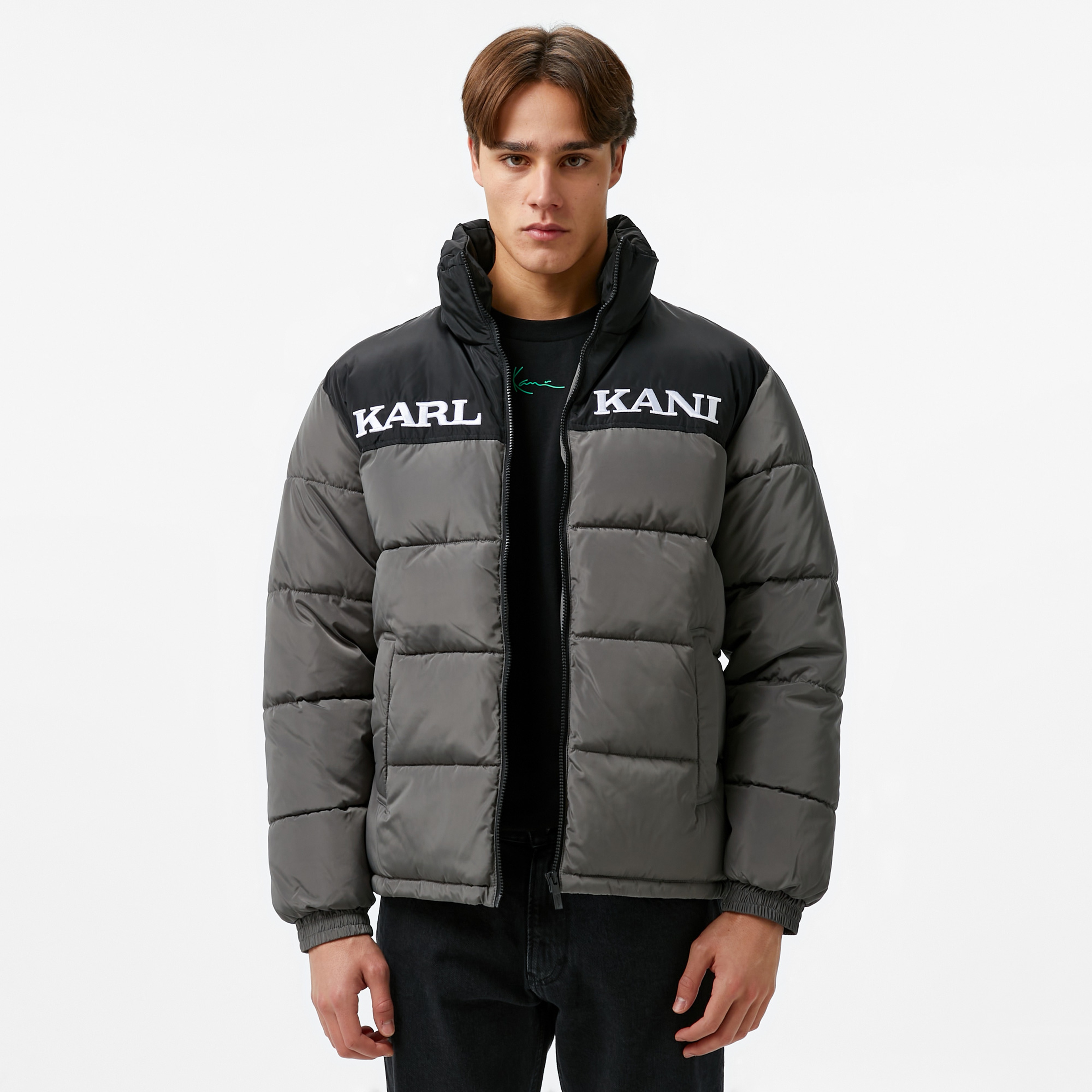 Karl Kani Retro Essential Puffer Erkek Gri Mont