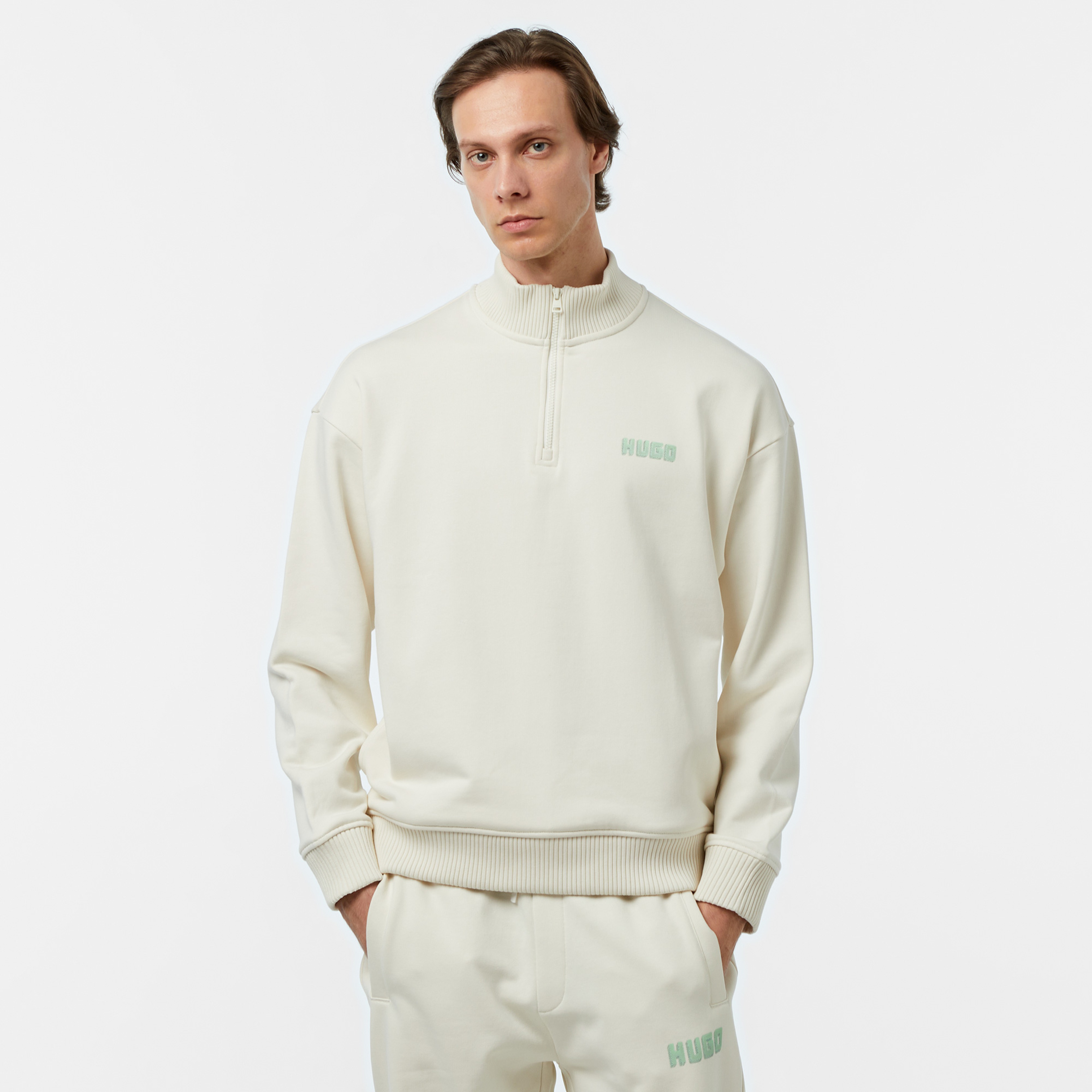 Hugo Diqiele Erkek Beyaz Sweatshirt