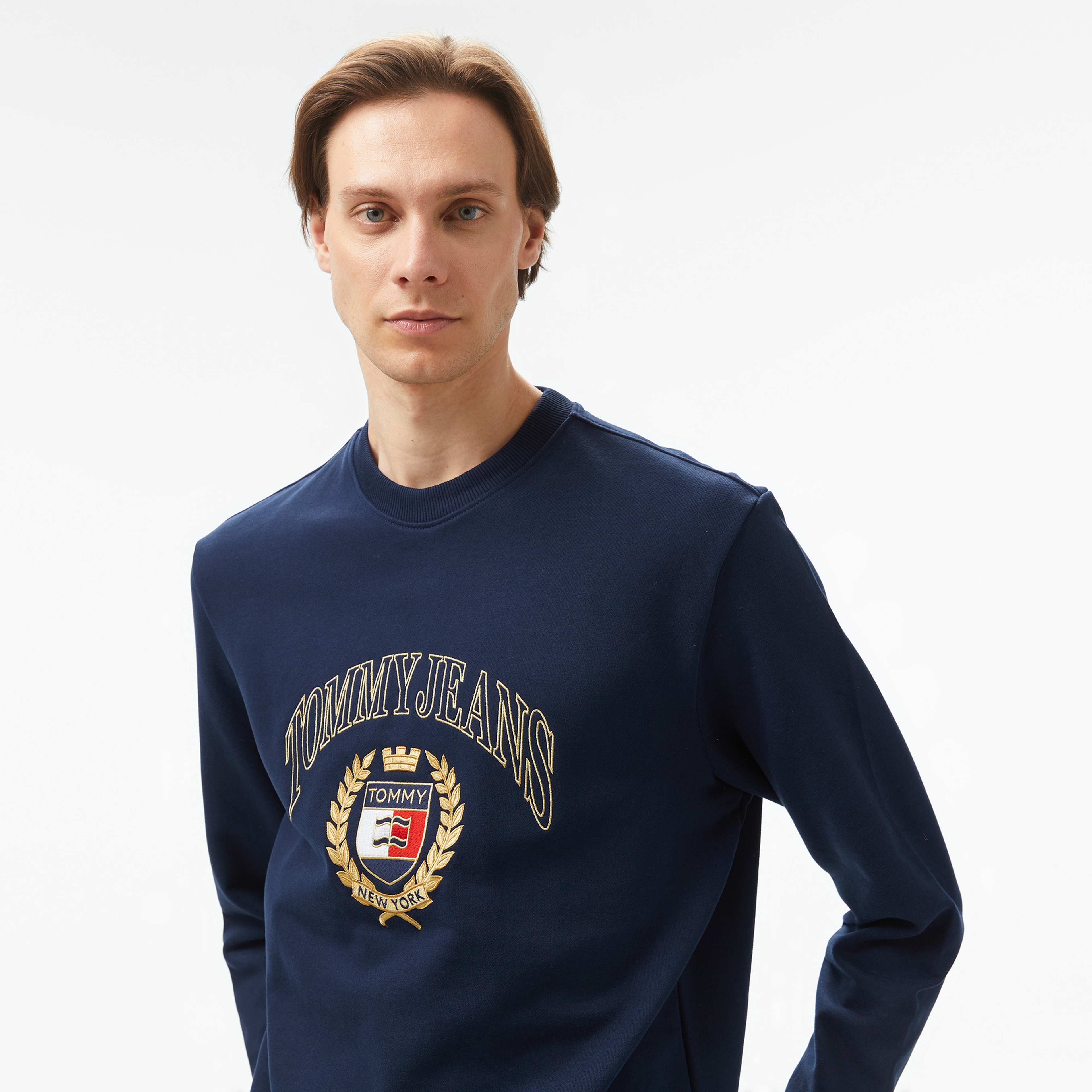 Tommy Hilfiger Jeans Tj Prep Crest Crew Erkek Lacivert Sweatshirt