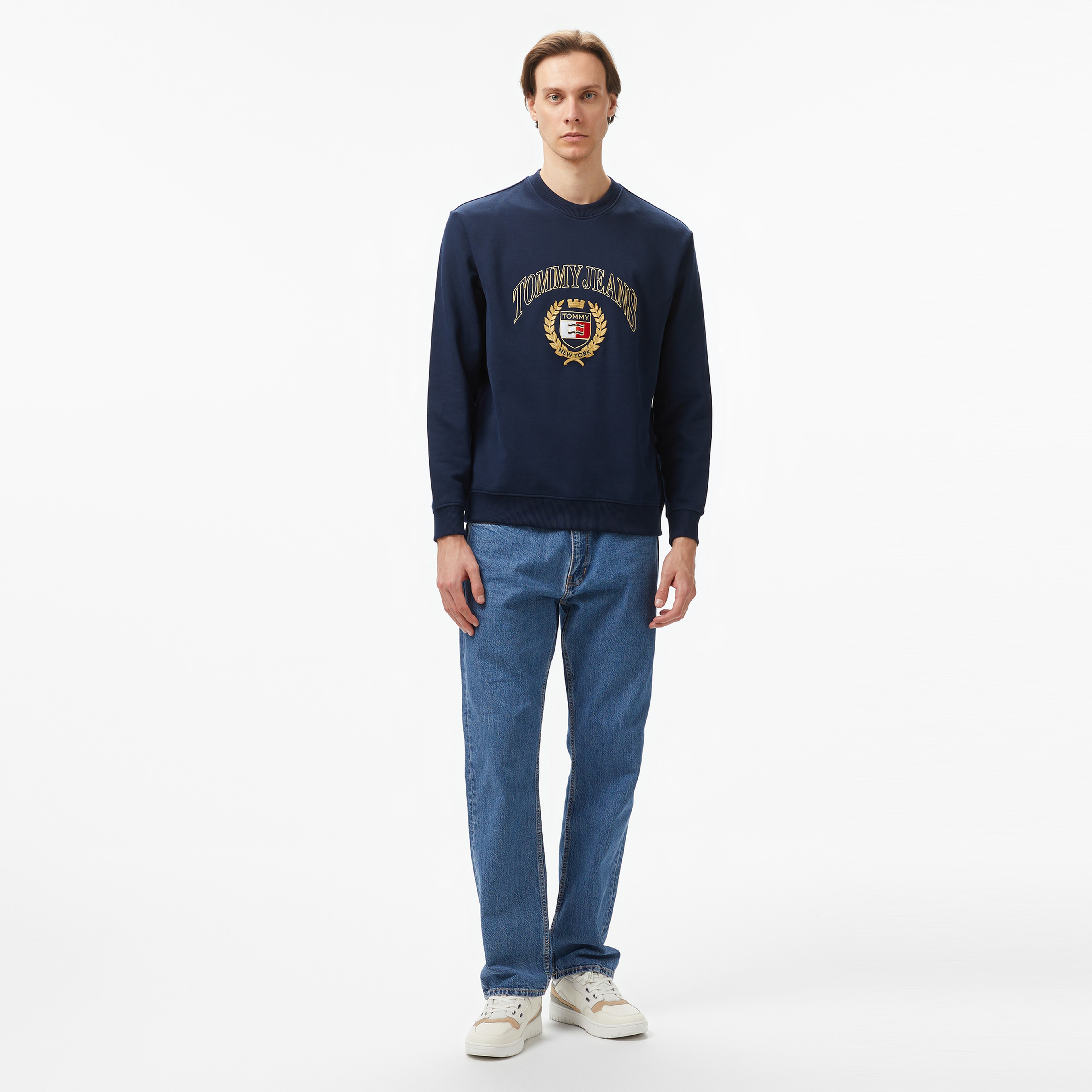Tommy Hilfiger Jeans Tj Prep Crest Crew Erkek Lacivert Sweatshirt
