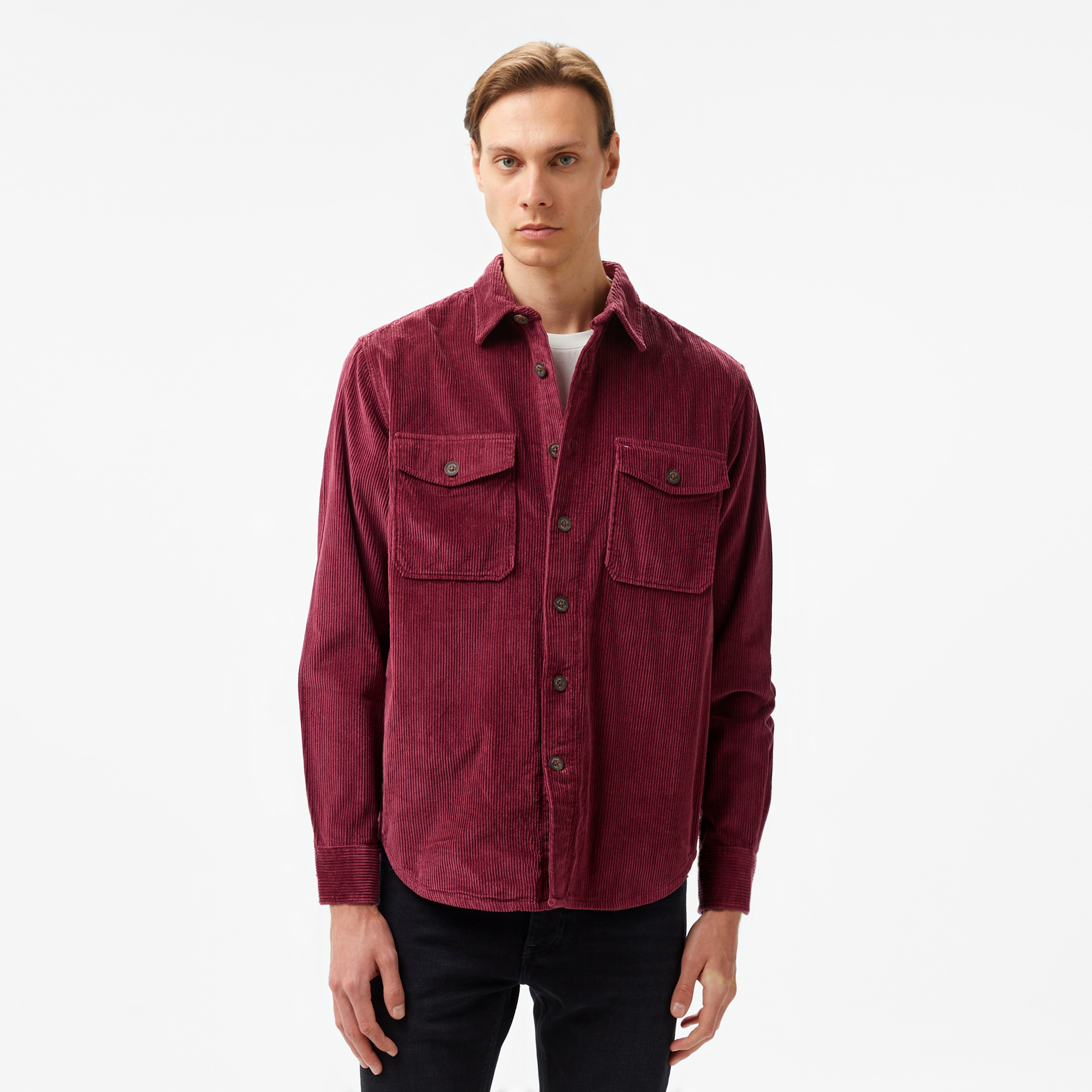 Tommy Hilfiger Corduroy Overshırt Erkek Bordo Gömlek