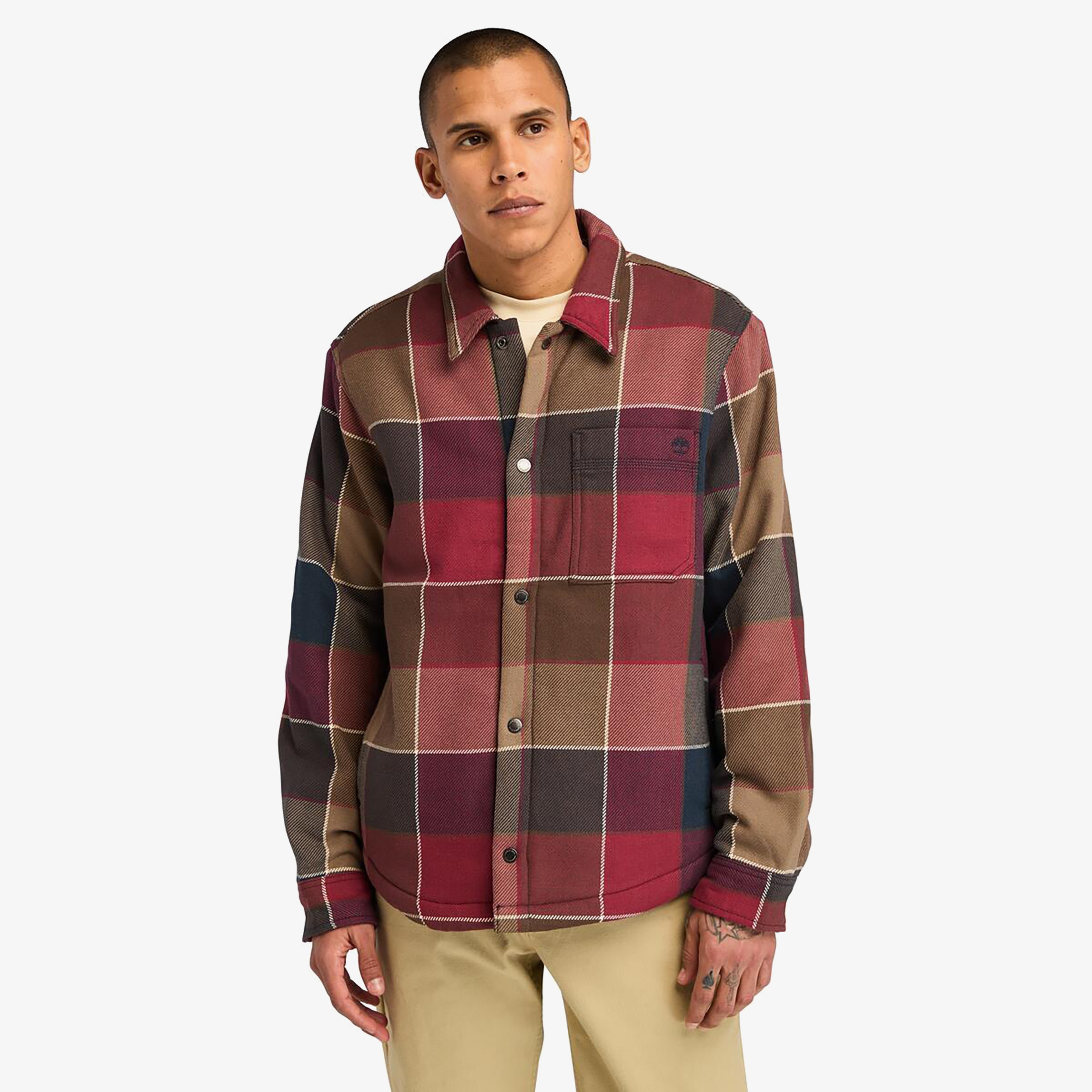 Timberland Sherpa Lined Plaid Erkek Bordo Ceket