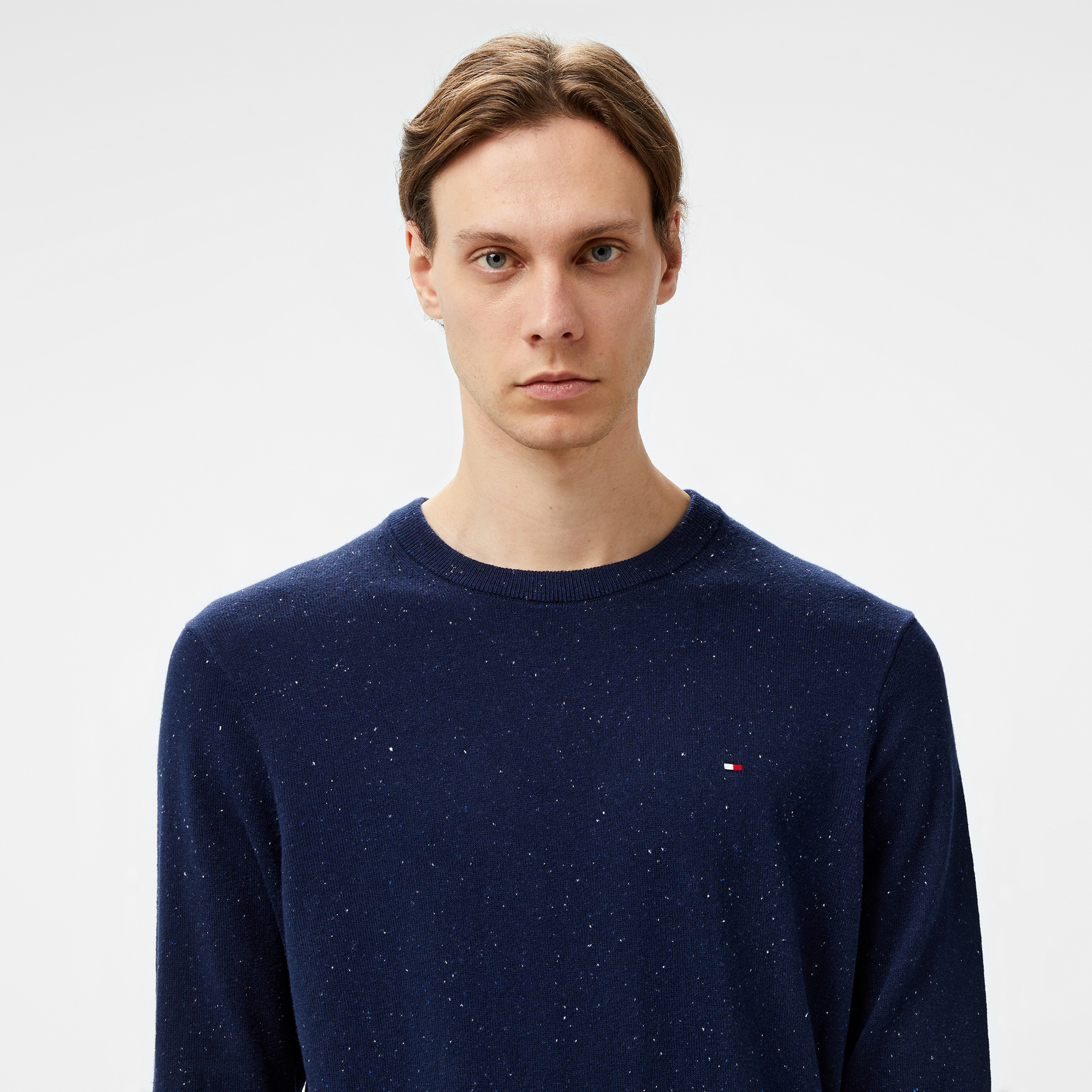 Tommy Hilfiger Pima Crew Neck Erkek Mavi Kazak