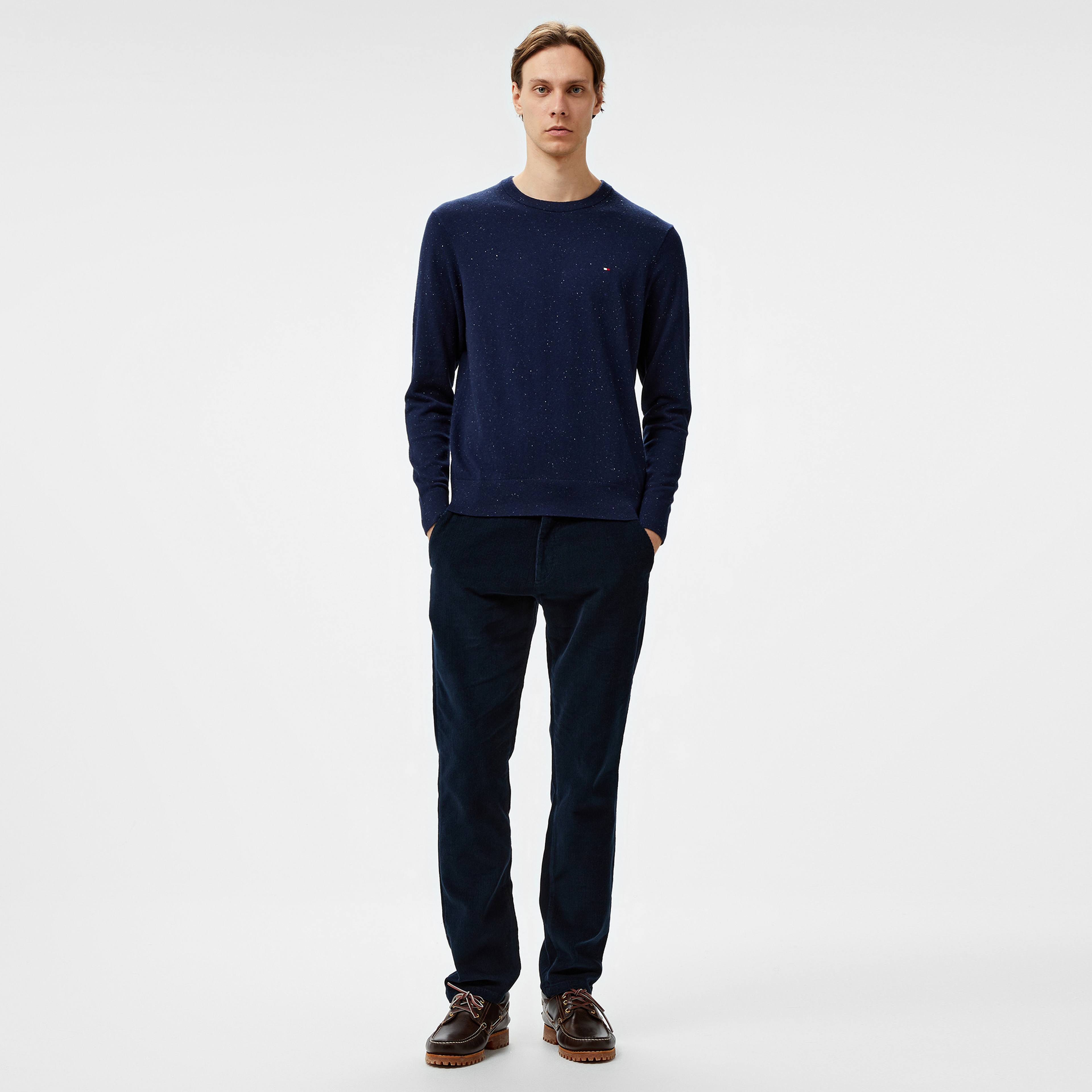 Tommy Hilfiger Pima Crew Neck Erkek Mavi Kazak