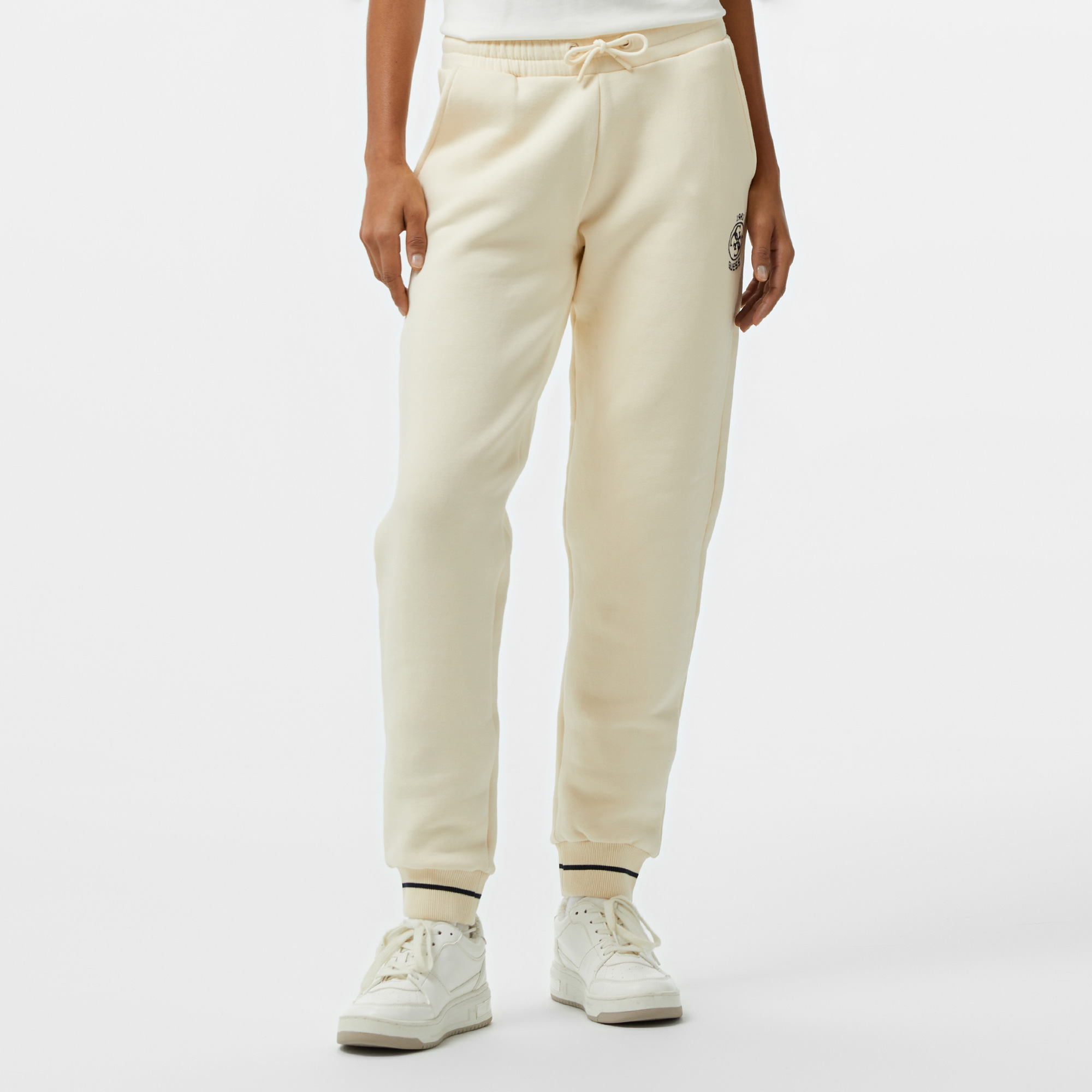 Guess Nia Jogger Fleece 425 Kadın Beyaz Eşofman Altı