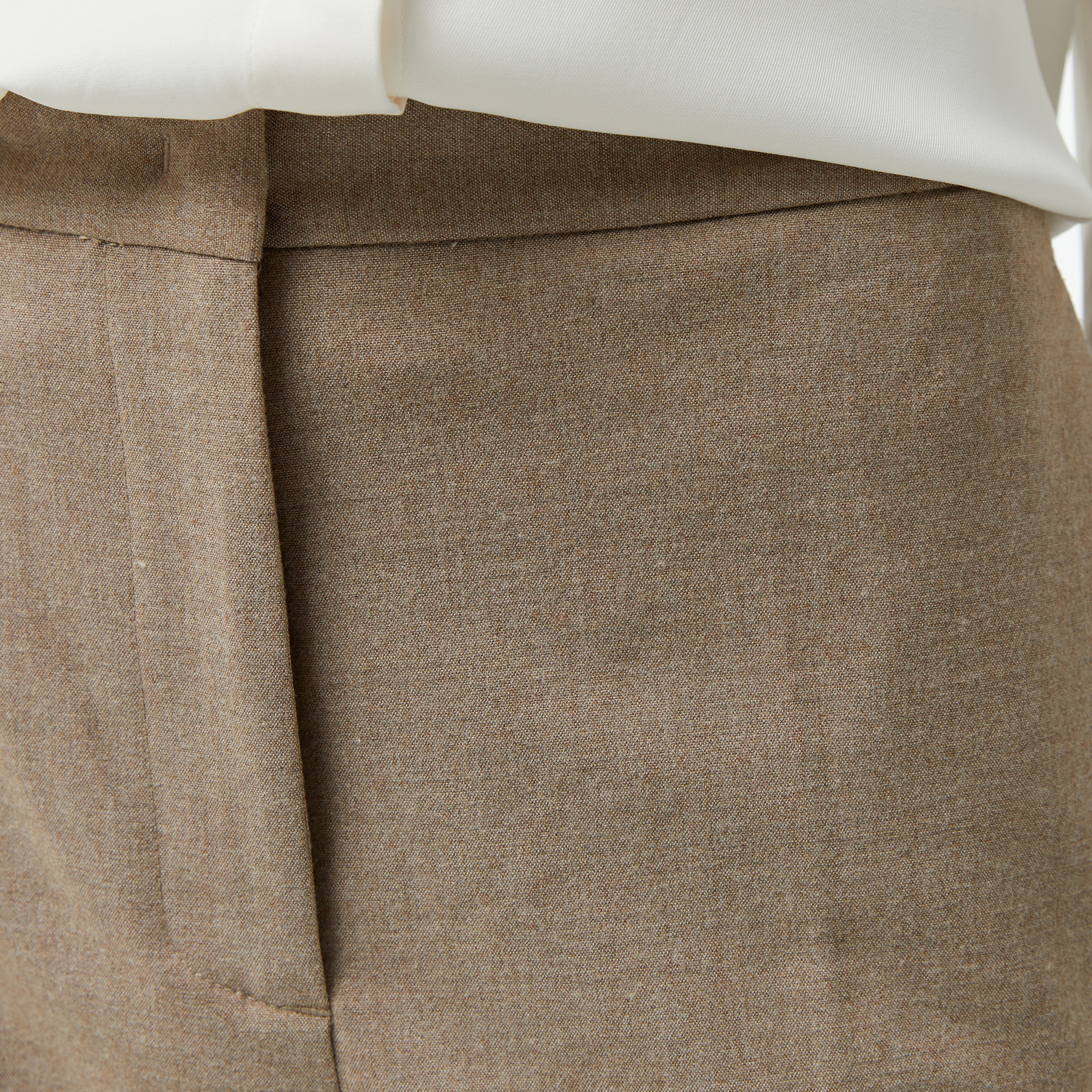 Tommy Hilfiger Flannel Slim Straight Kadın Bej Pantolon