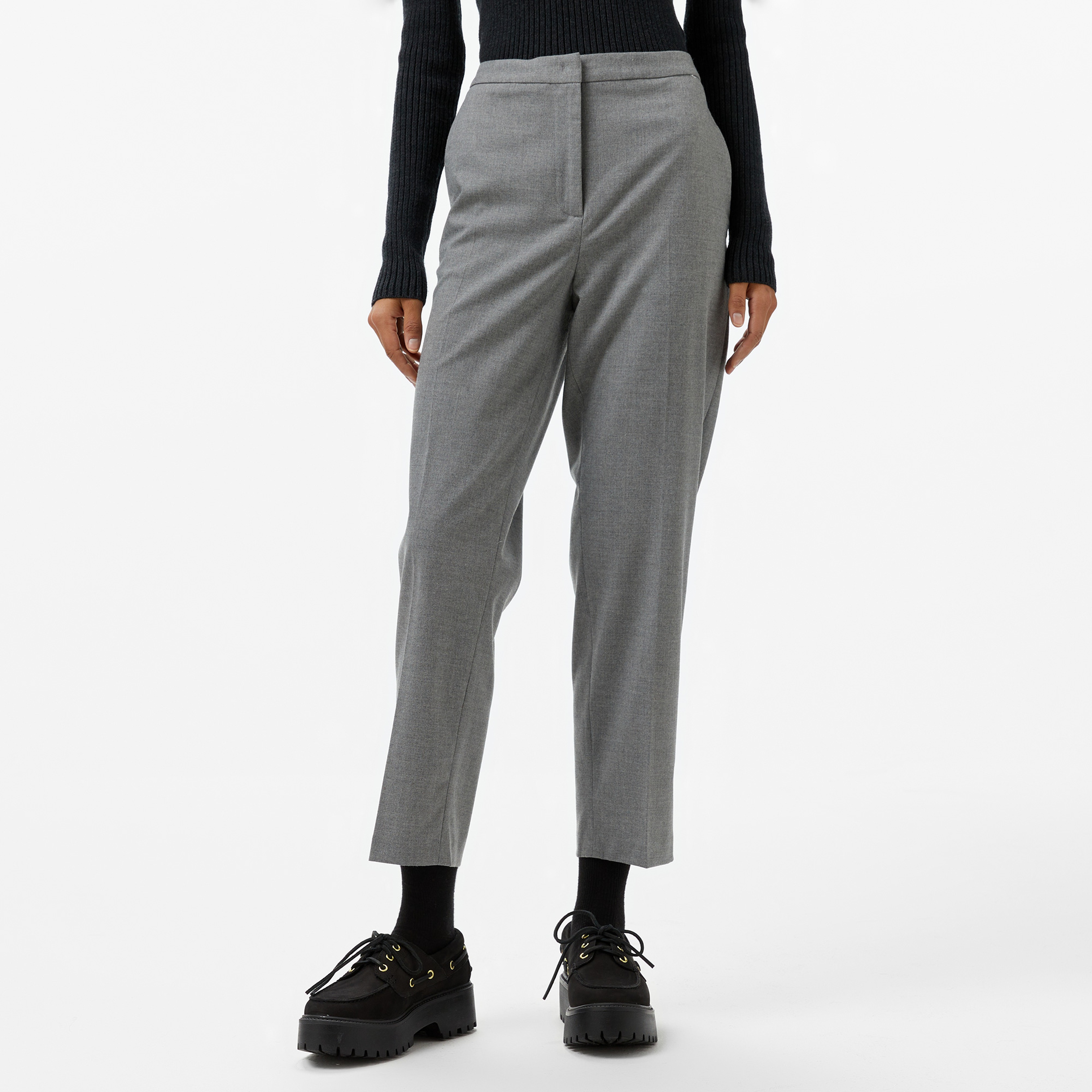 Tommy Hilfiger Flannel Slim Straight Kadın Gri Pantolon