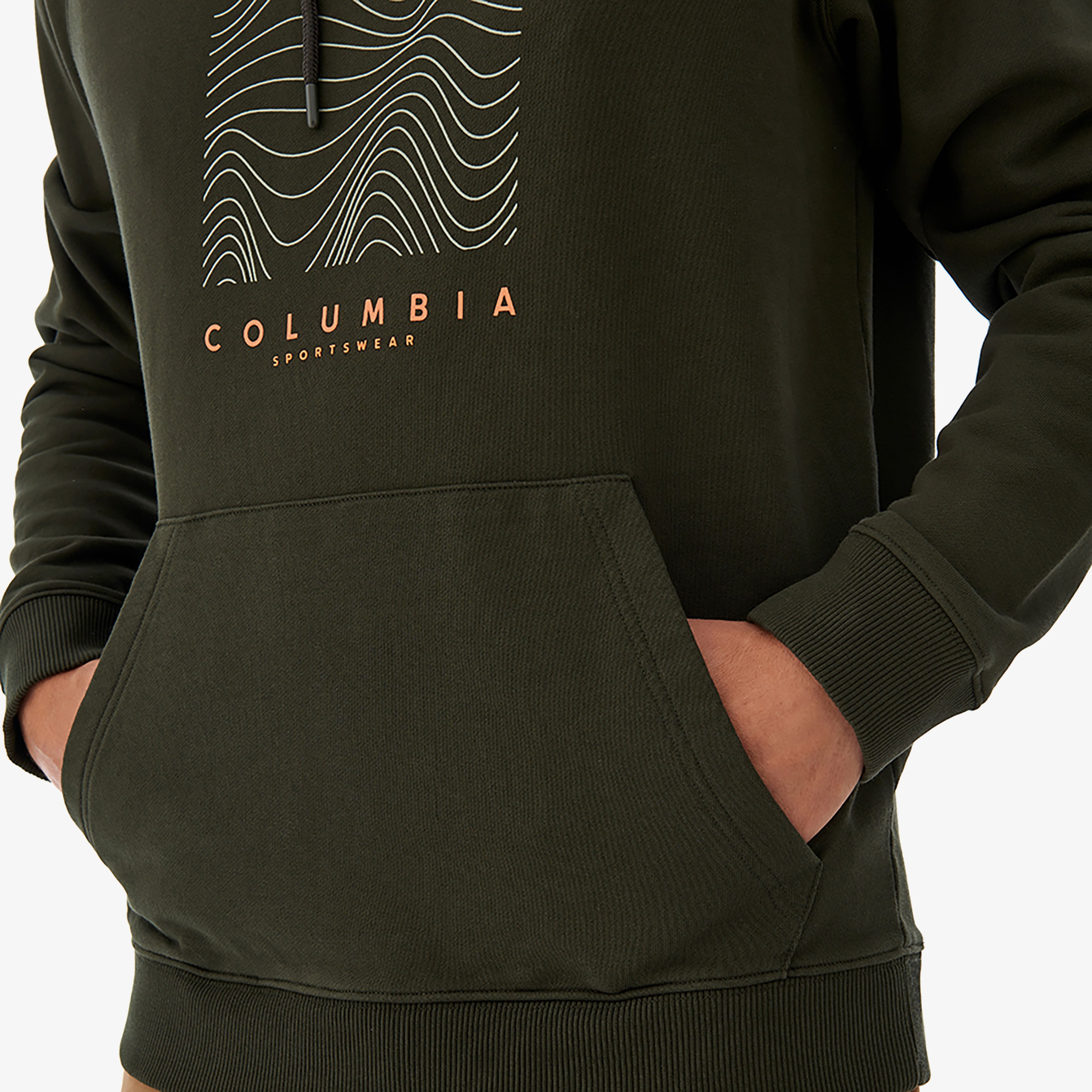 Columbia Linear Drifts Erkek Koyu Yeşil Kapüşonlu Sweatshirt