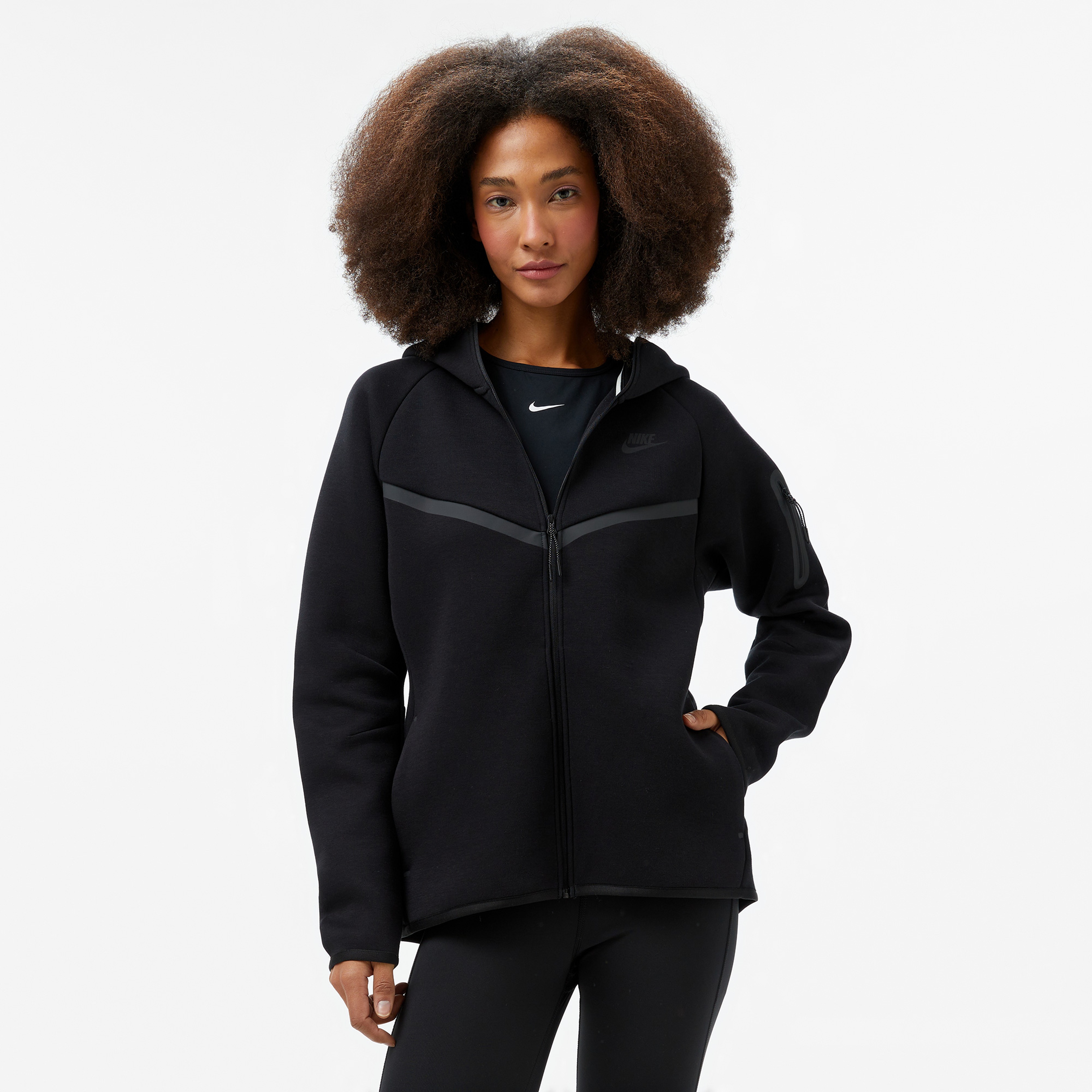 Nike Sportswear Tech Fleece Windrunner Kadın Siyah Sweatshirt