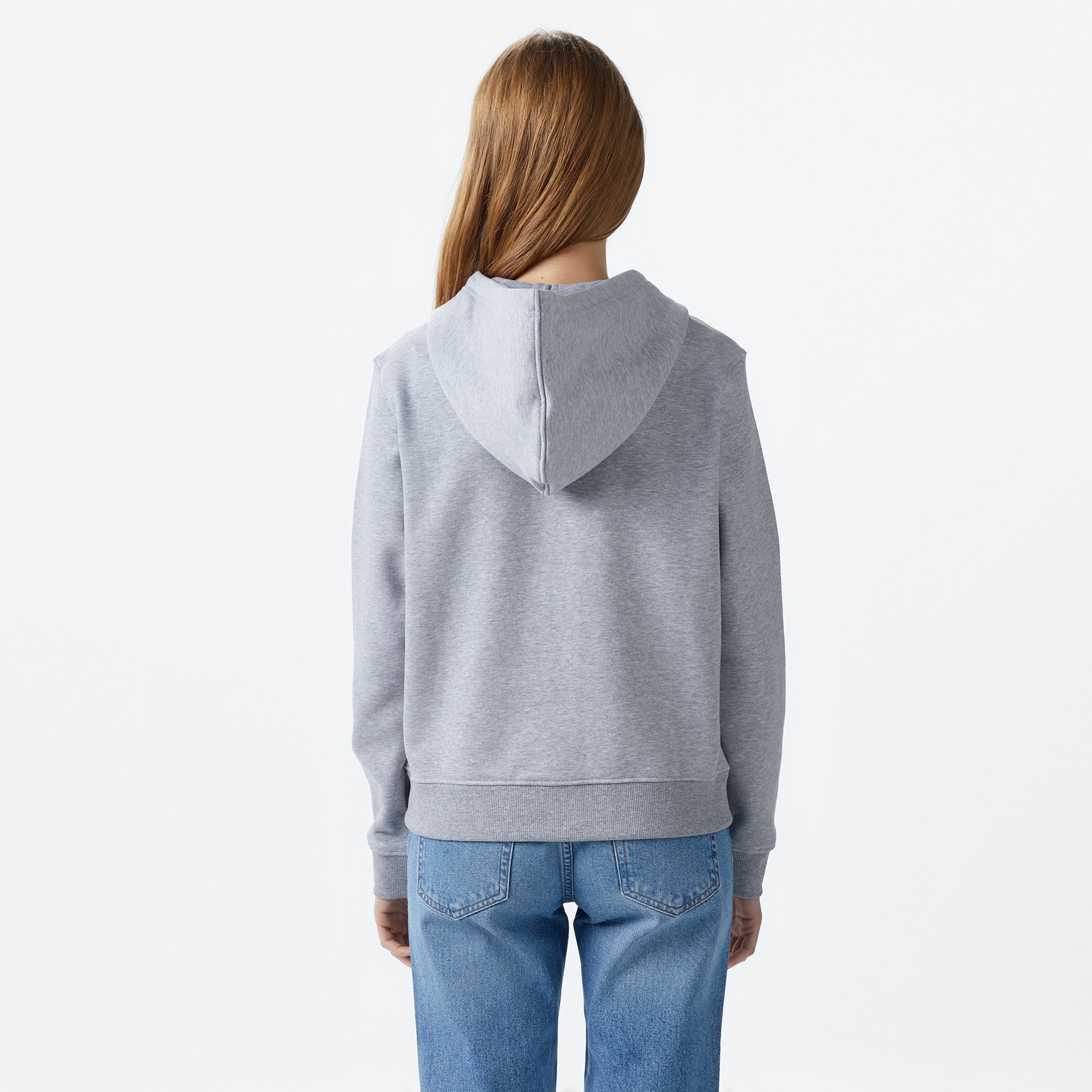 Guess Zip Hood Organic Soft Fleece 350 Kadın Mavi Sweatshirt