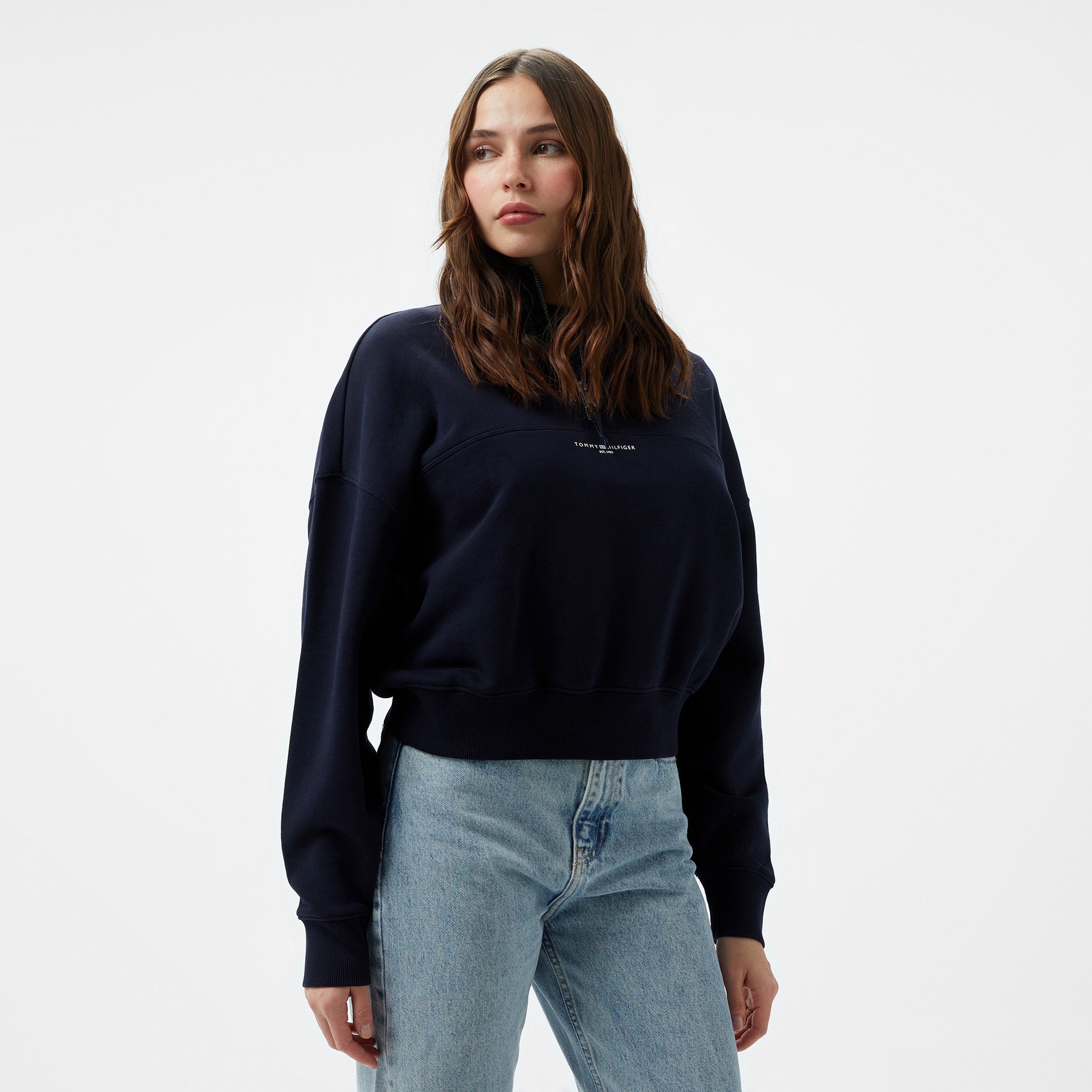 Tommy Hilfiger Kadın Mavi Sweatshirt