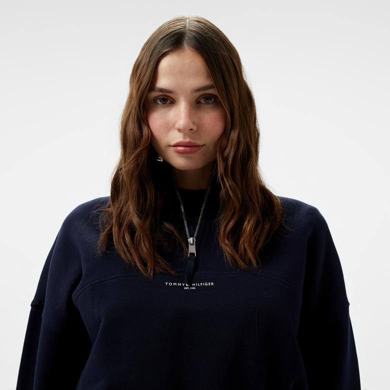 Tommy Hilfiger Kadın Mavi Sweatshirt