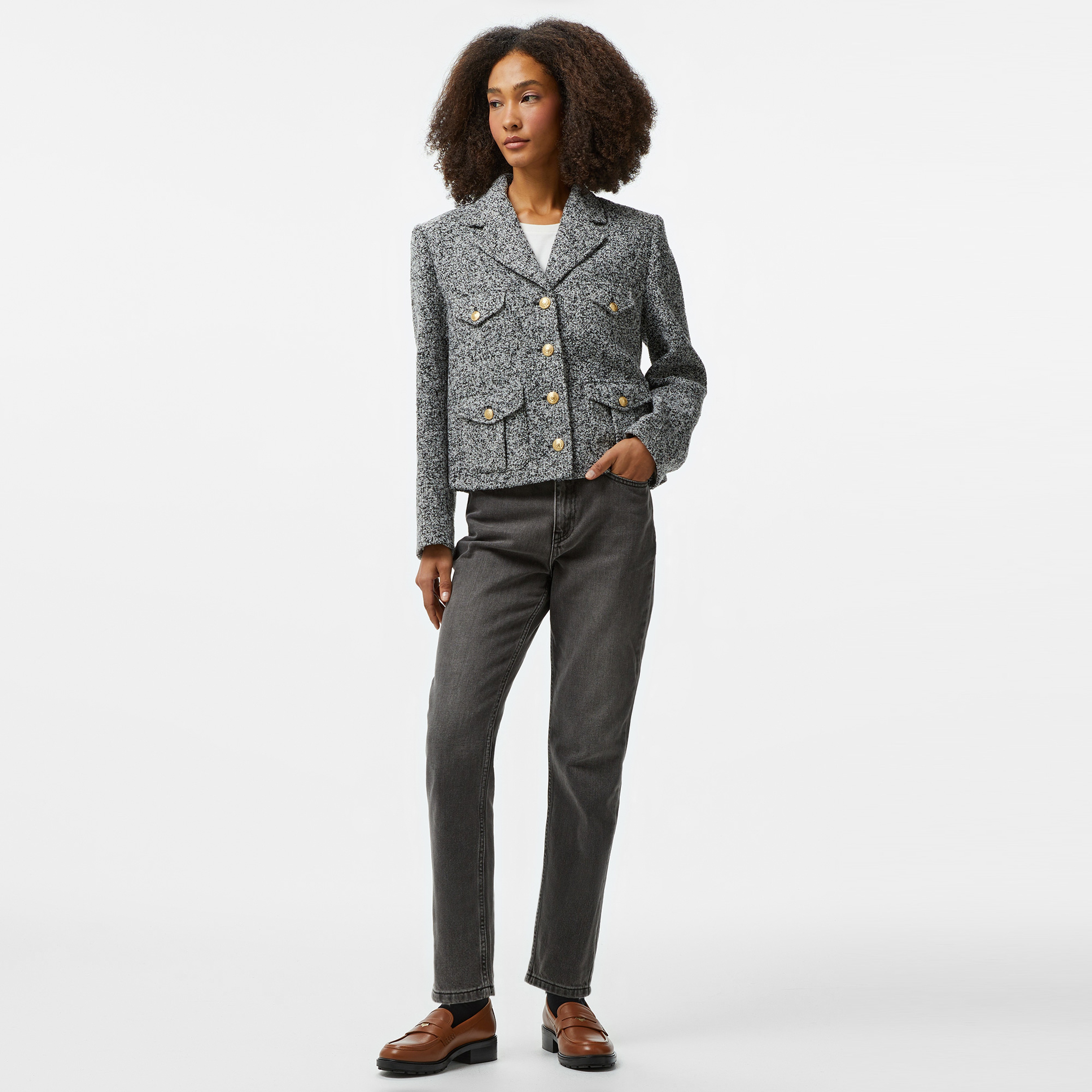 Tommy Hilfiger Boucle Mix Kadın Gri Ceket