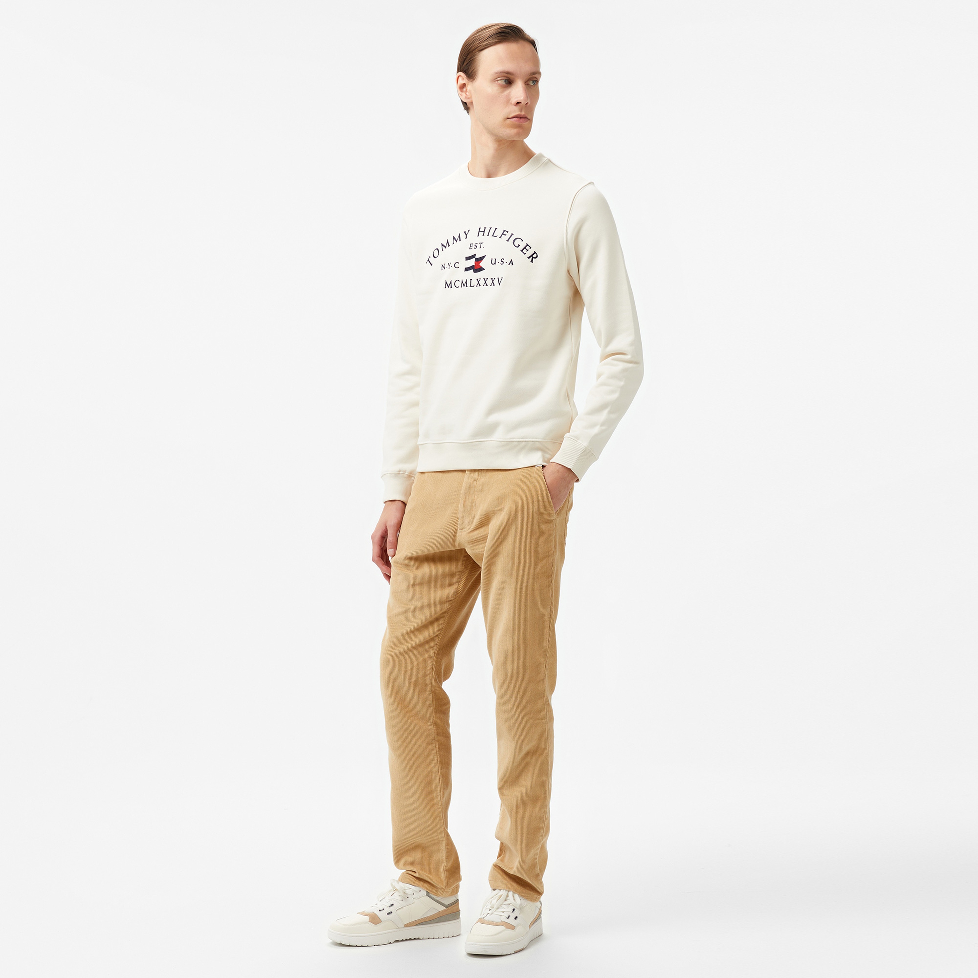 Tommy Hilfiger Nautical Arch Erkek Sarı Sweatshirt