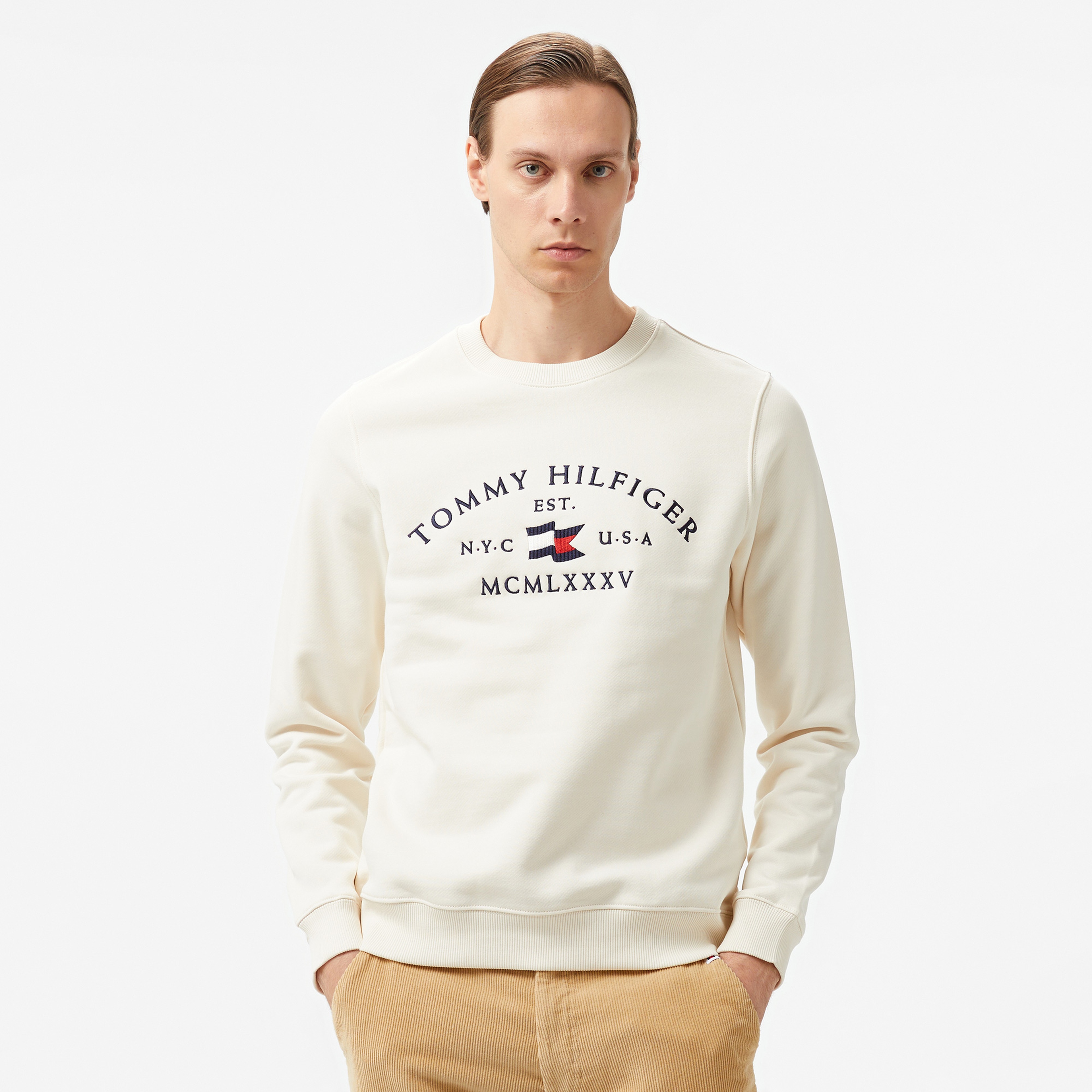 Tommy Hilfiger Nautical Arch Erkek Sarı Sweatshirt
