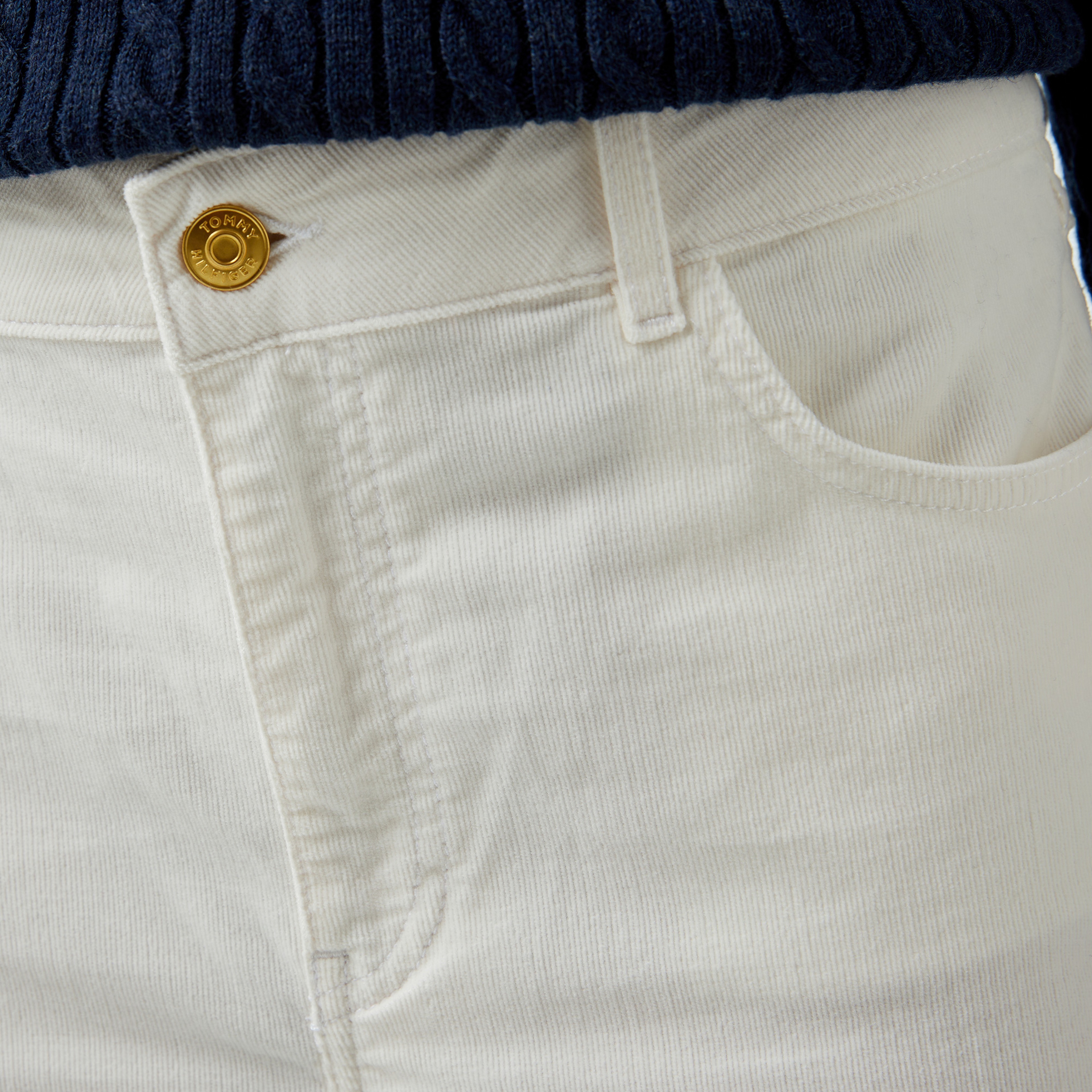 Tommy Hilfiger Corduroy Relaxed Straight Kadın Beyaz Pantolon