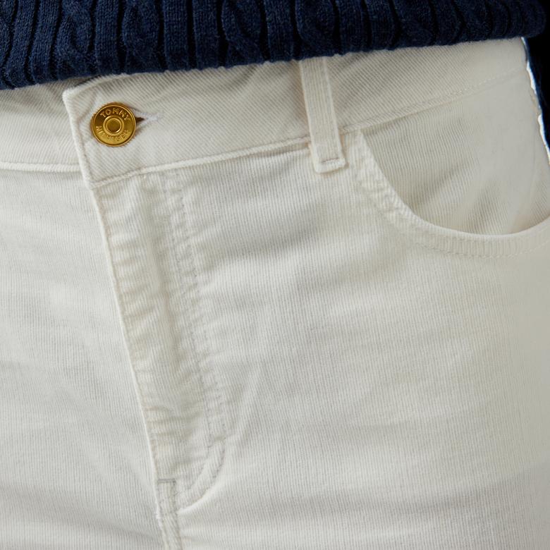 Tommy Hilfiger Corduroy Relaxed Straight Kadın Beyaz Pantolon