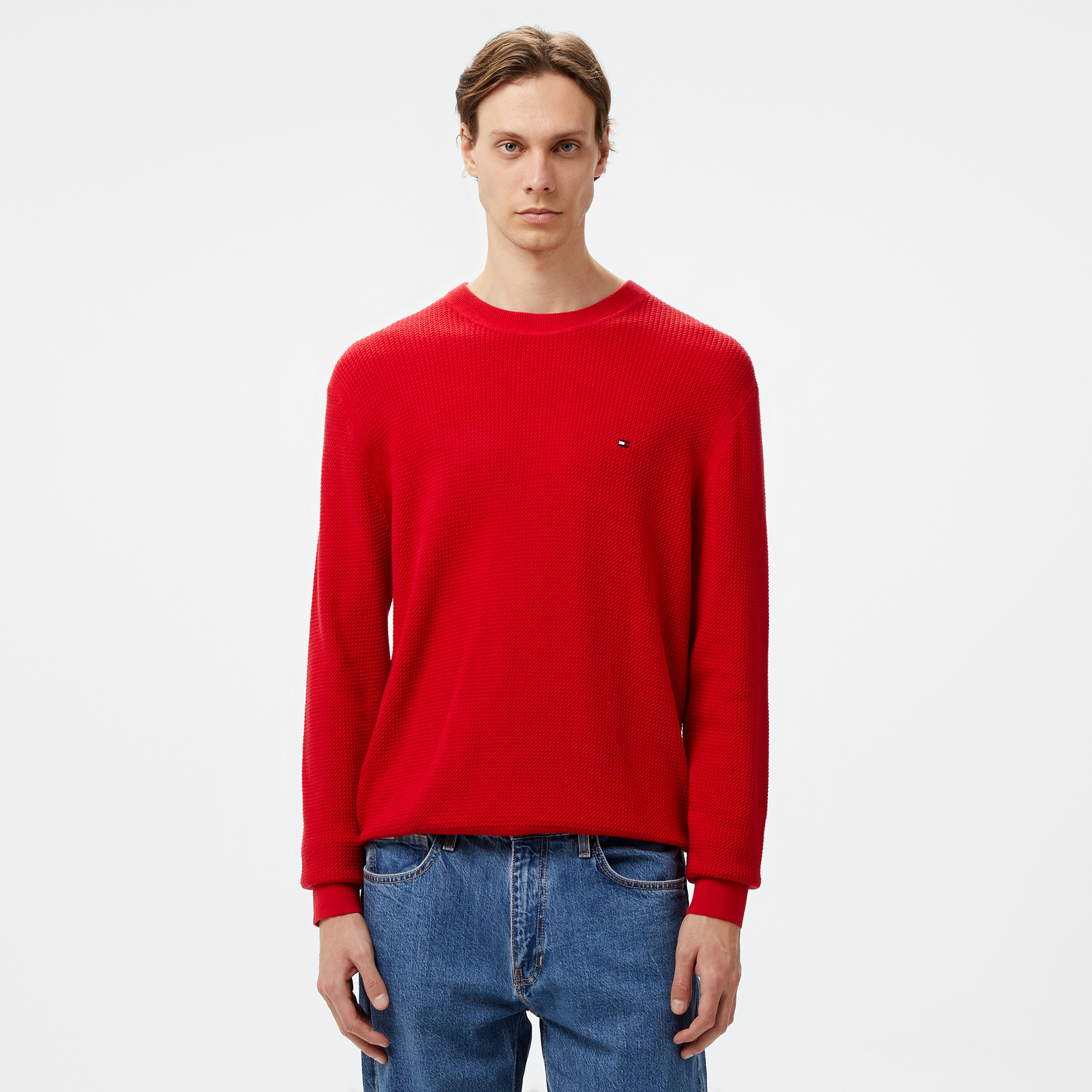 Tommy Hilfiger Structure Crew Nk Erkek Kırmızı Kazak