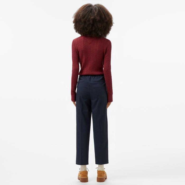 Tommy Hilfiger Flannel Slim Straight Kadın Mavi Pantolon