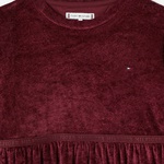 Tommy Hilfiger Velour Çocuk Bordo Elbise