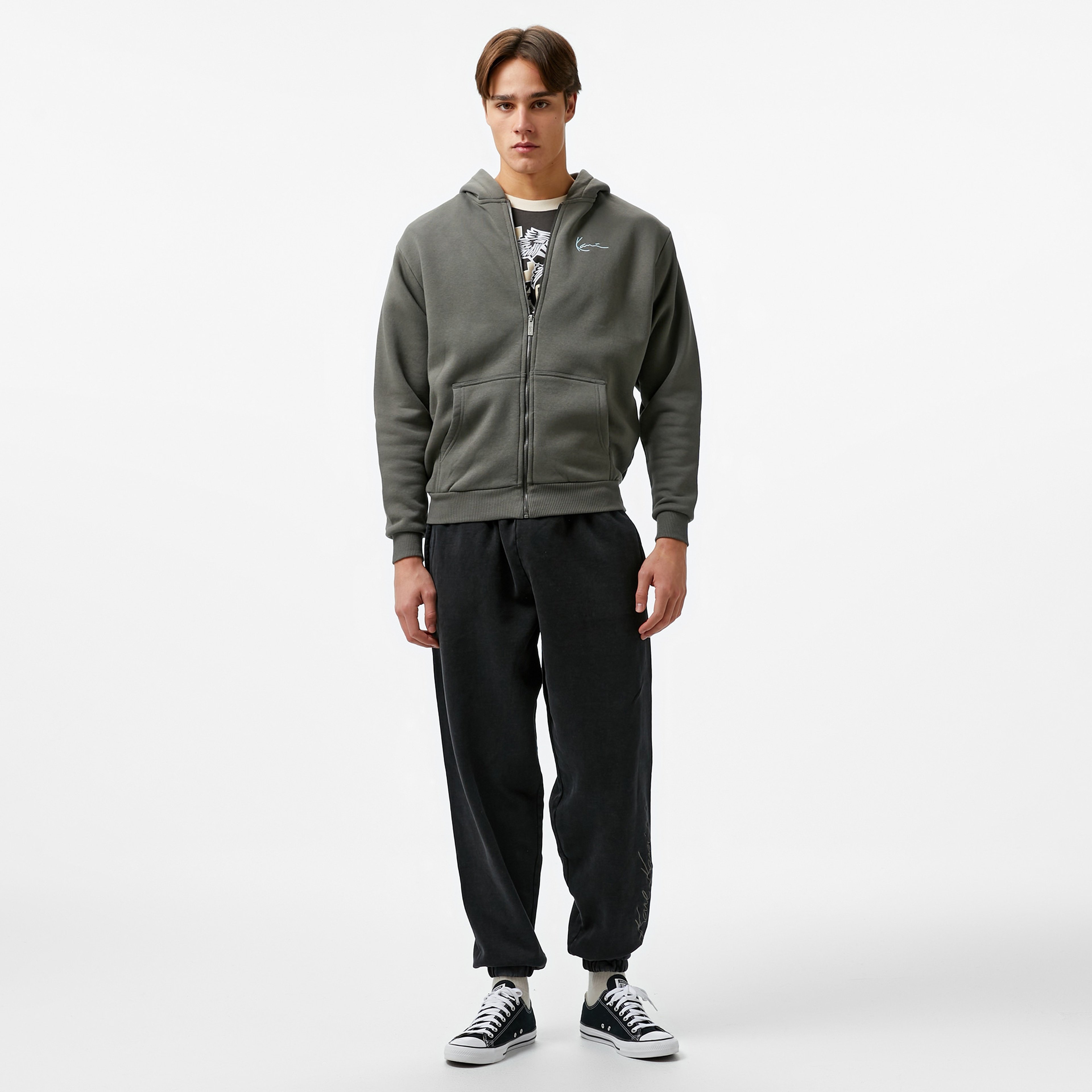 Karl Kani Small Signature Tribal Os Full Zip Erkek Gri Sweatshirt