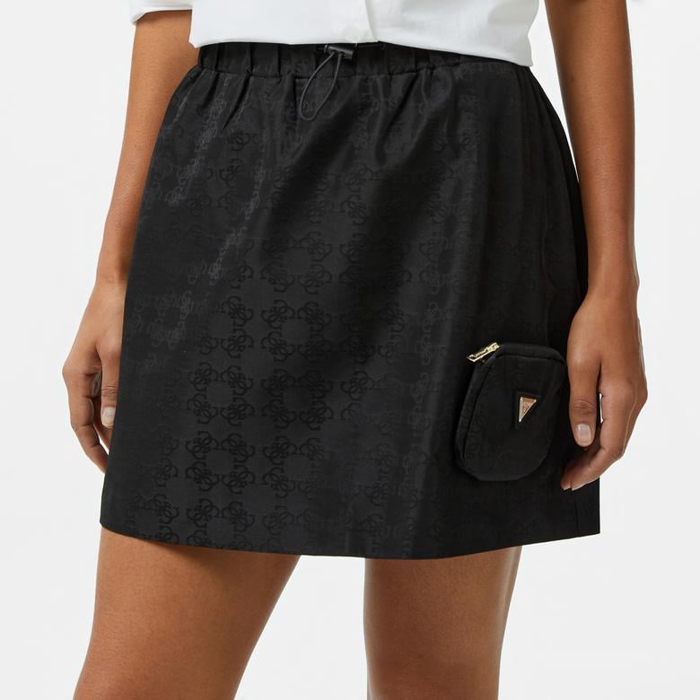 Guess 4Logo Eco Bonded Kadın Siyah Etek