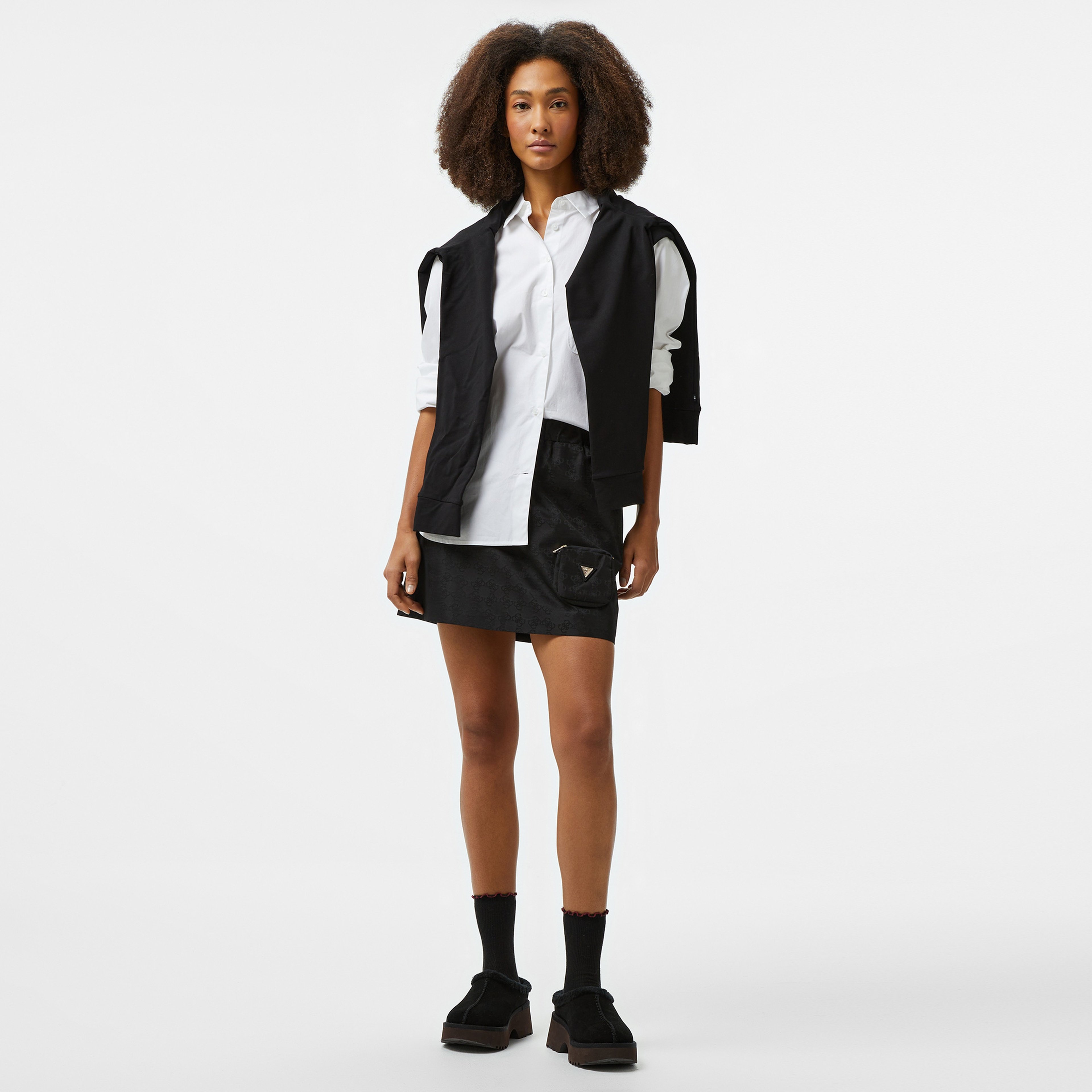 Guess 4Logo Eco Bonded Kadın Siyah Etek