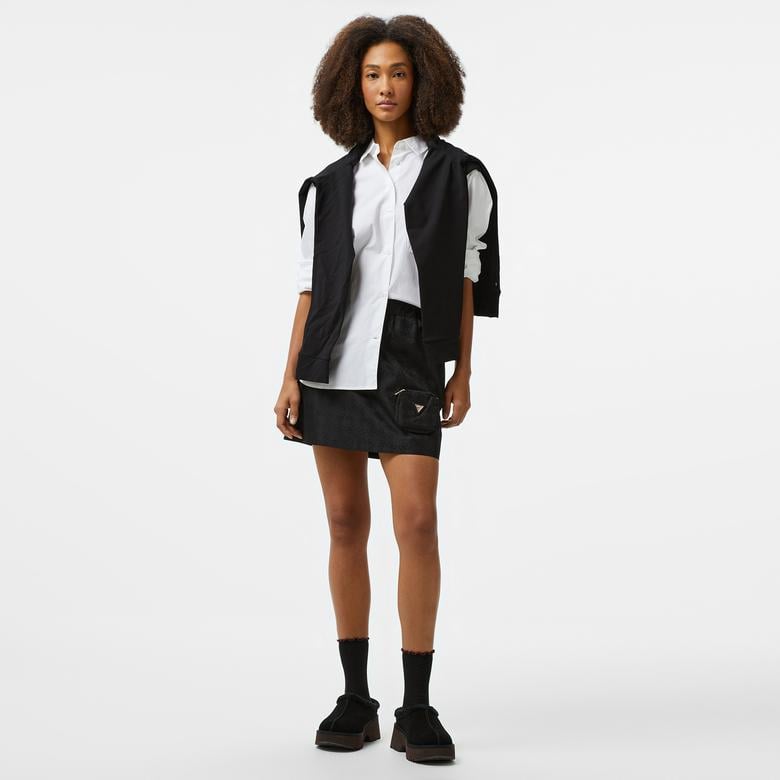 Guess 4Logo Eco Bonded Kadın Siyah Etek