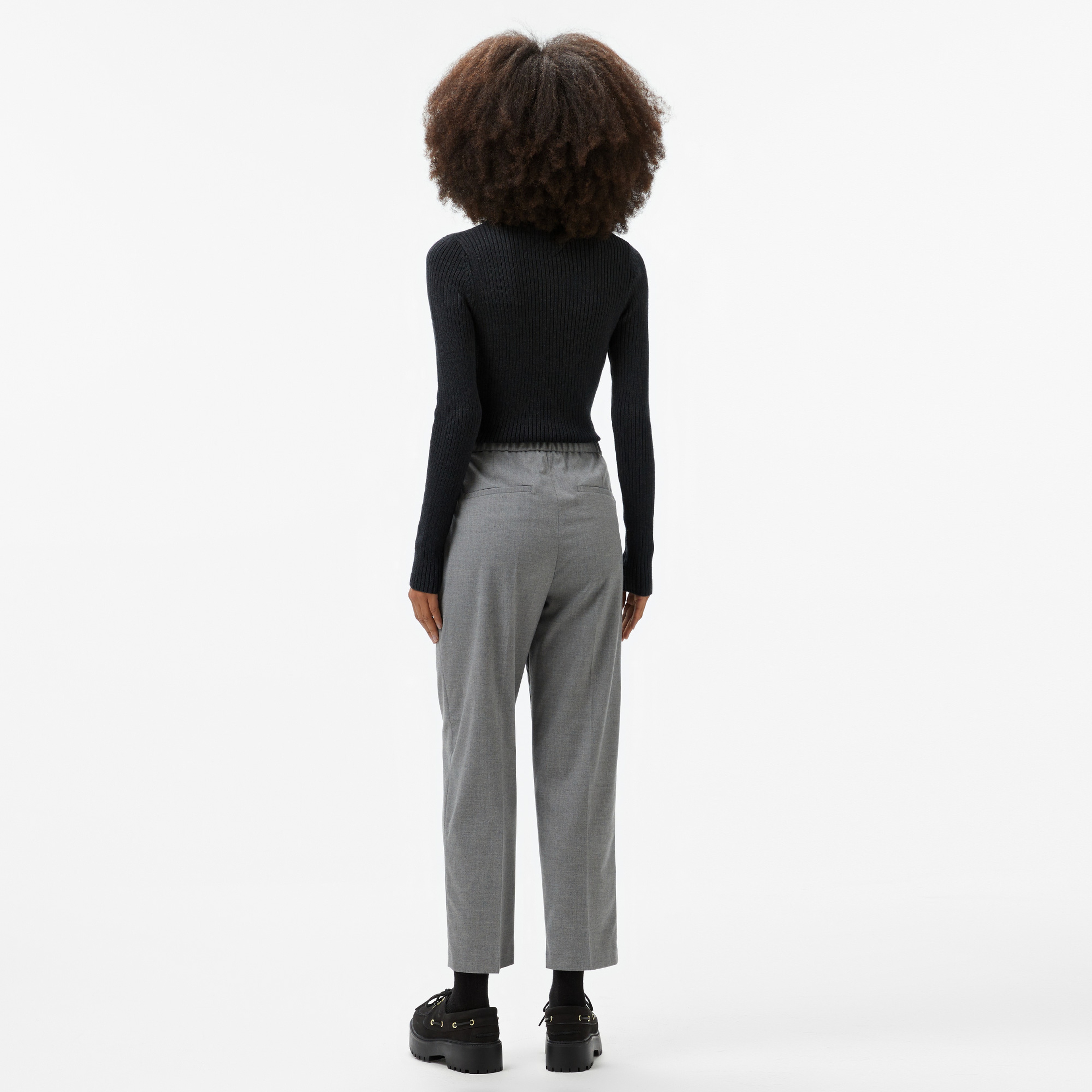 Tommy Hilfiger Flannel Slim Straight Kadın Gri Pantolon