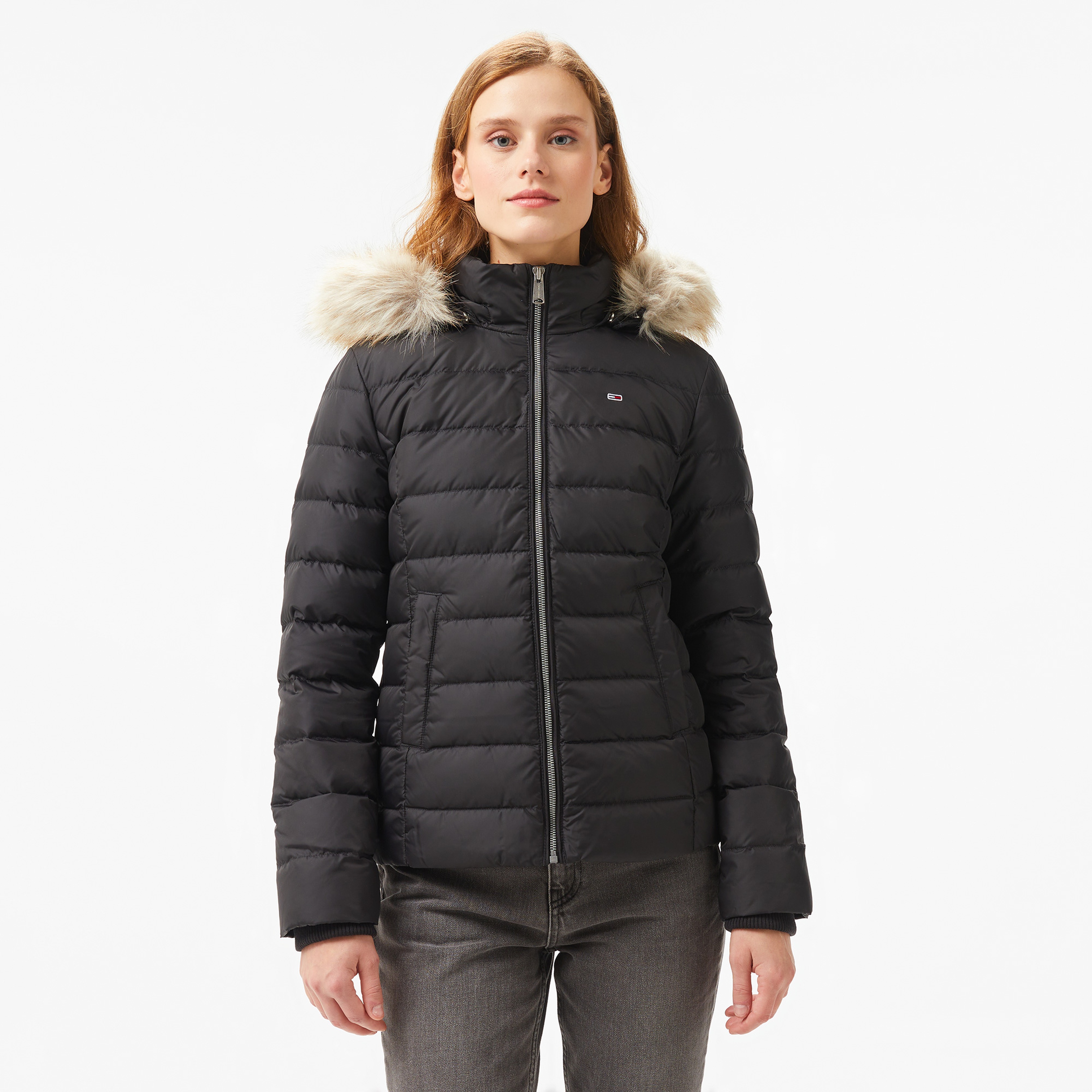 Tommy Hilfiger Jeans Basıc Hooded Down Kadın Siyah Ceket