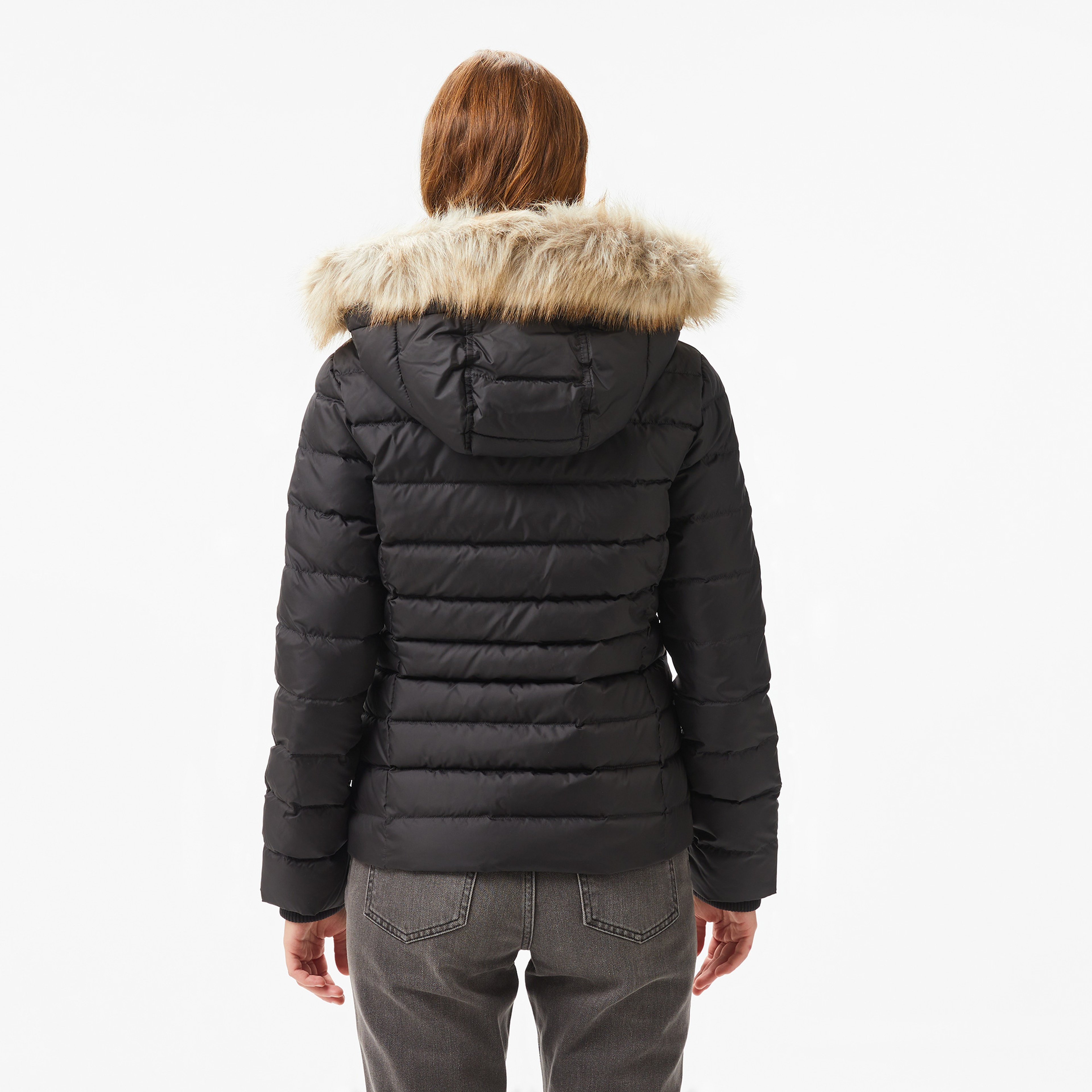 Tommy Hilfiger Jeans Basıc Hooded Down Kadın Siyah Ceket