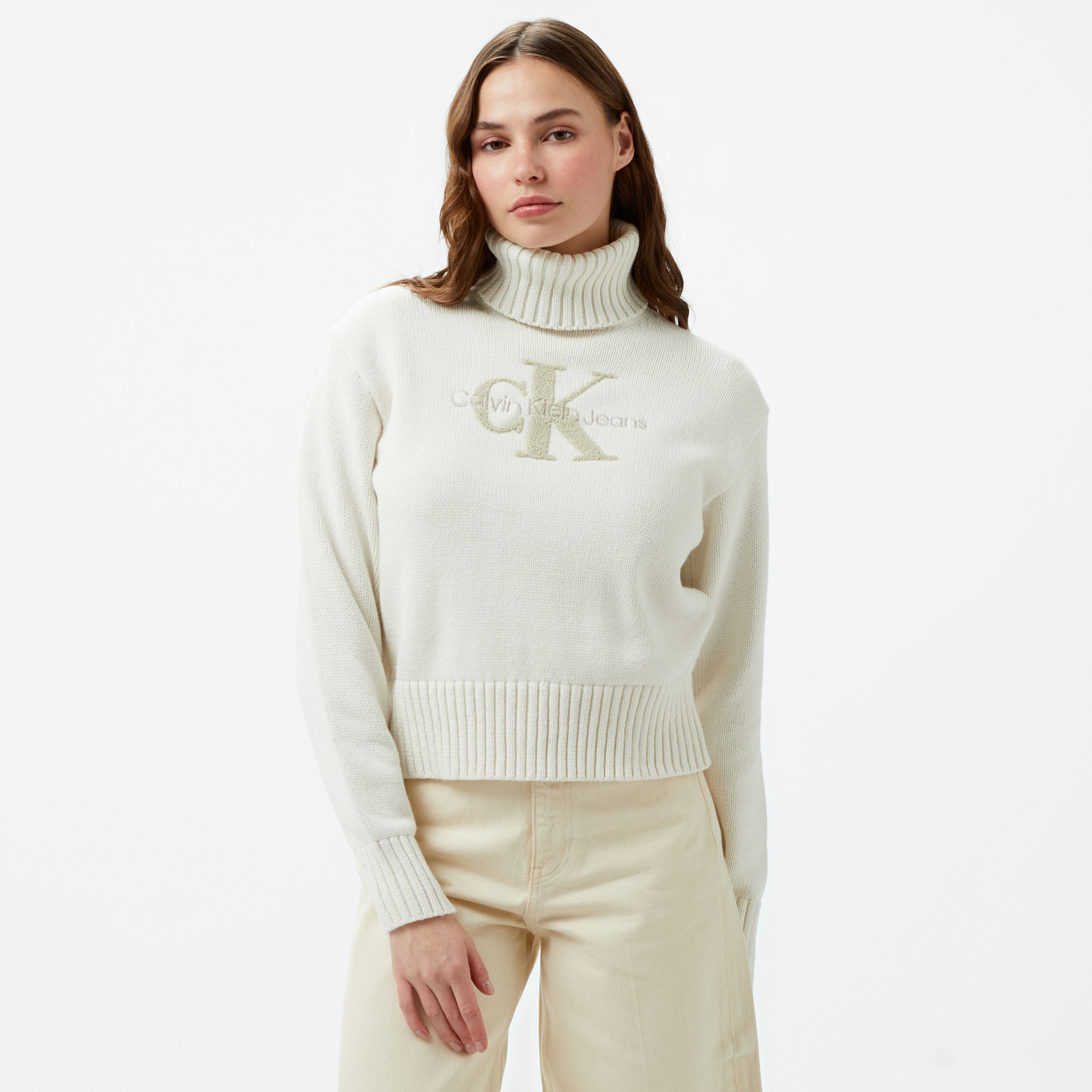 Calvin Klein Jeans Kadın Beyaz Triko