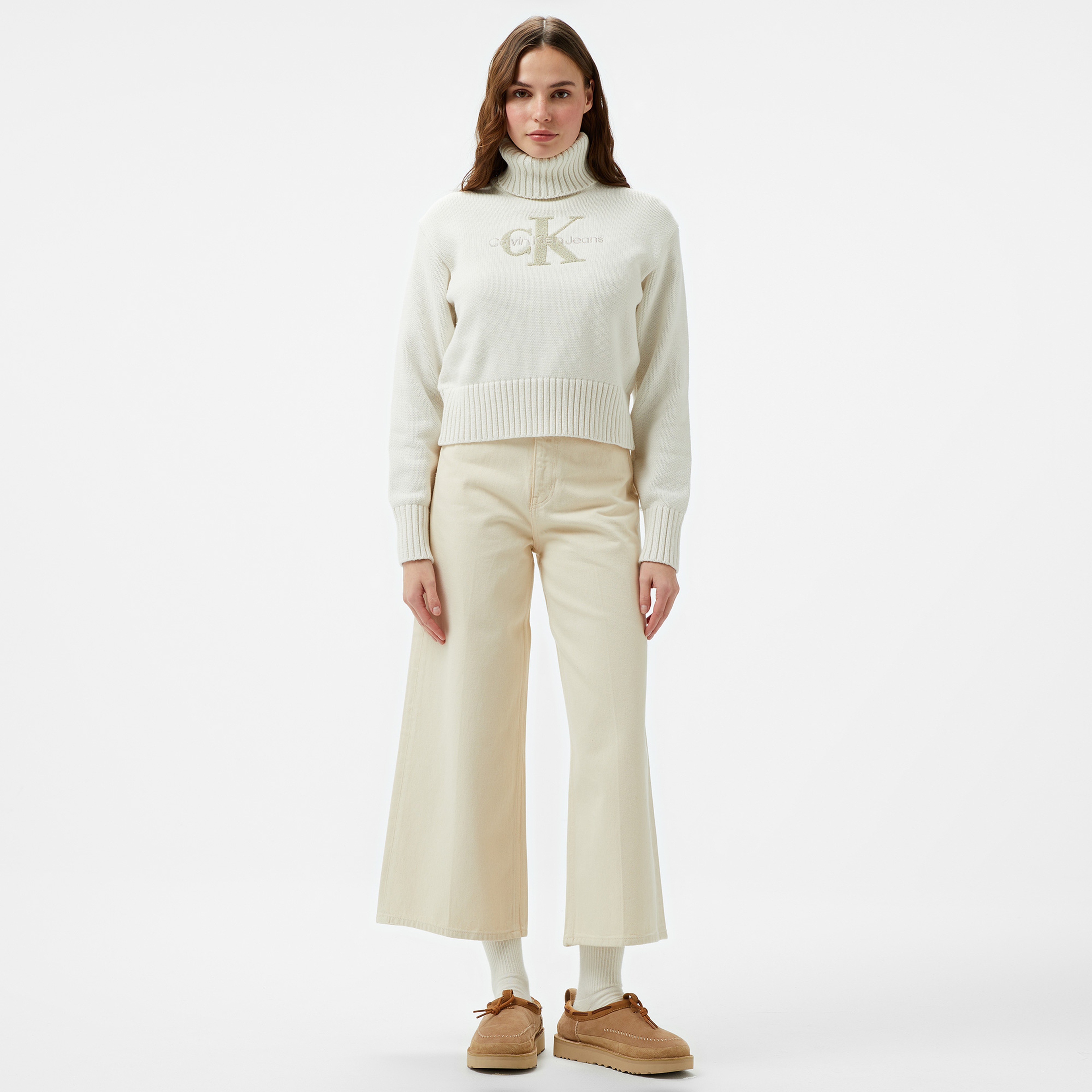 Calvin Klein Jeans Kadın Beyaz Triko