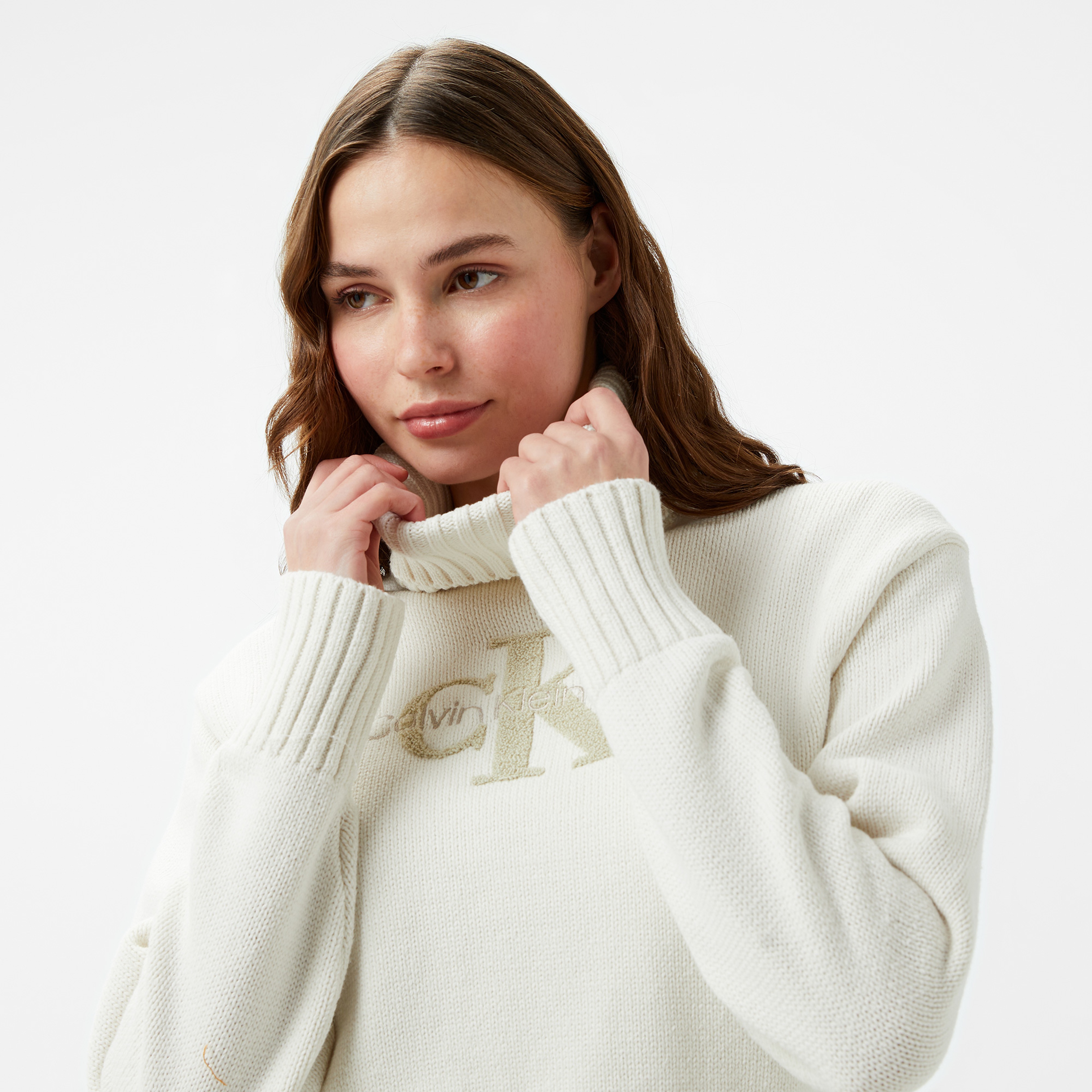 Calvin Klein Jeans Kadın Beyaz Triko