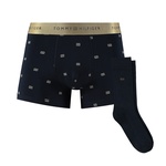 Tommy Hilfiger Trunk Print & Sock Set Gold Erkek Mavi Boxer