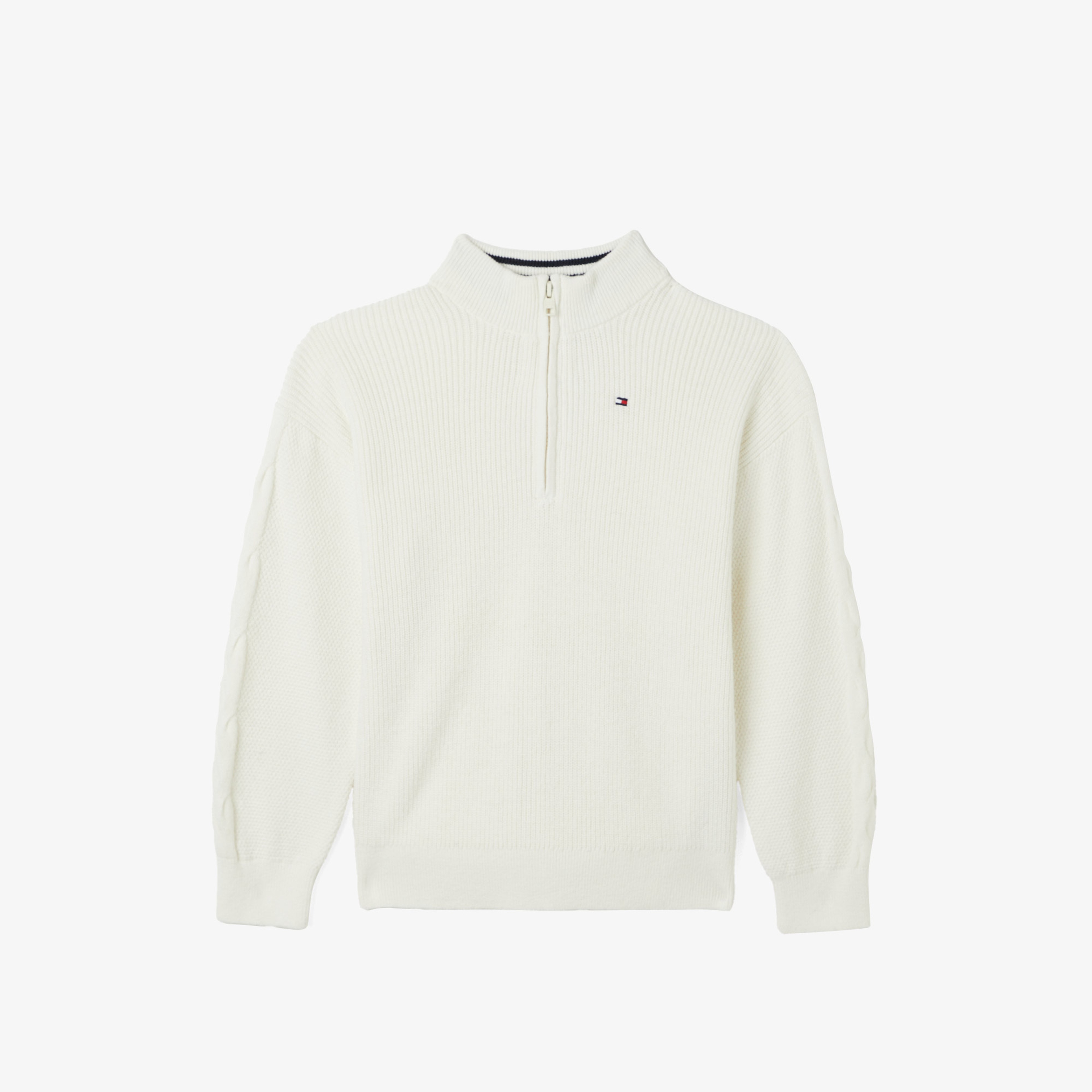 Tommy Hilfiger Turtleneck Half Zip Çocuk Beyaz Kazak