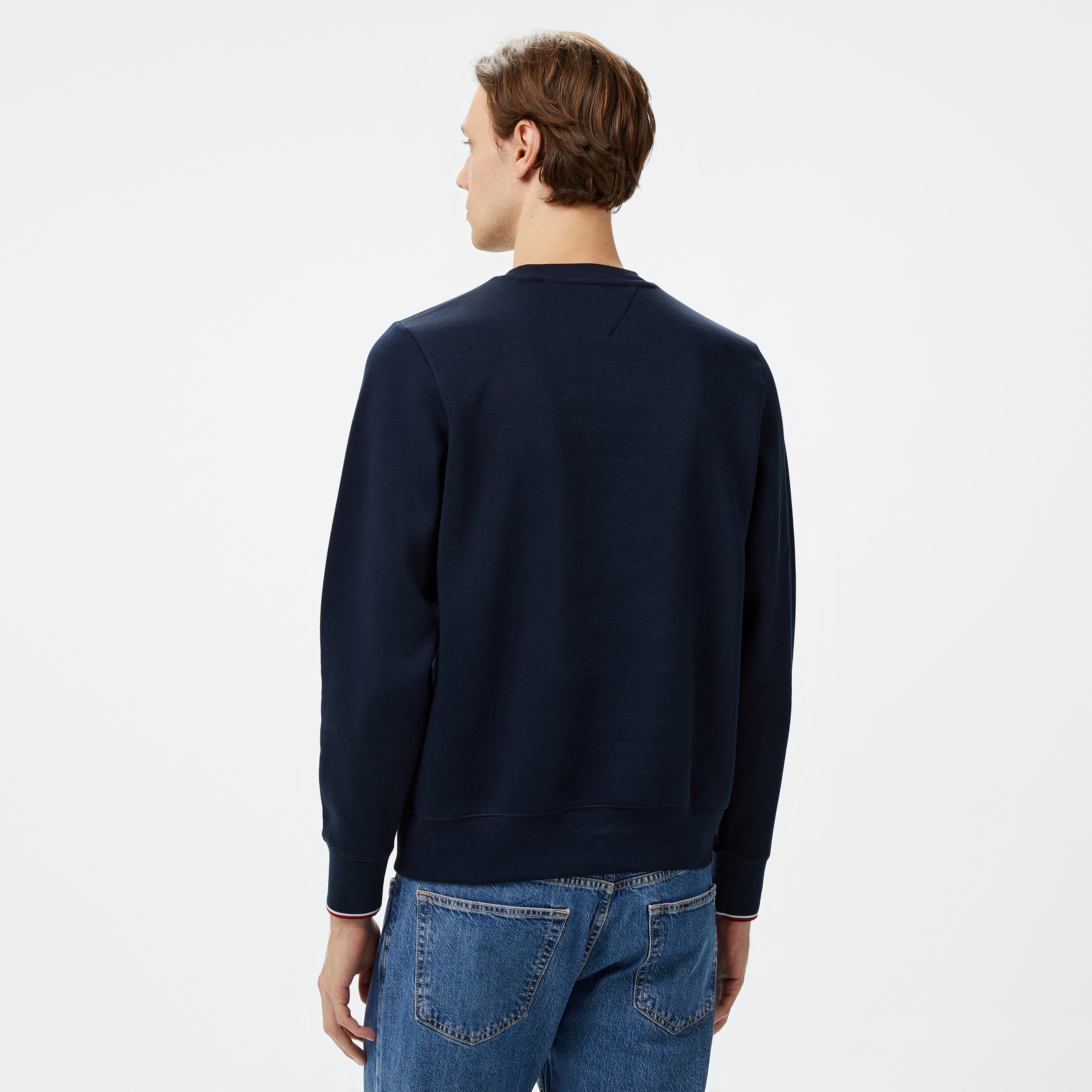 Tommy Hilfiger Tommy Logo Tipped Crewneck Erkek Mavi Sweatshirt
