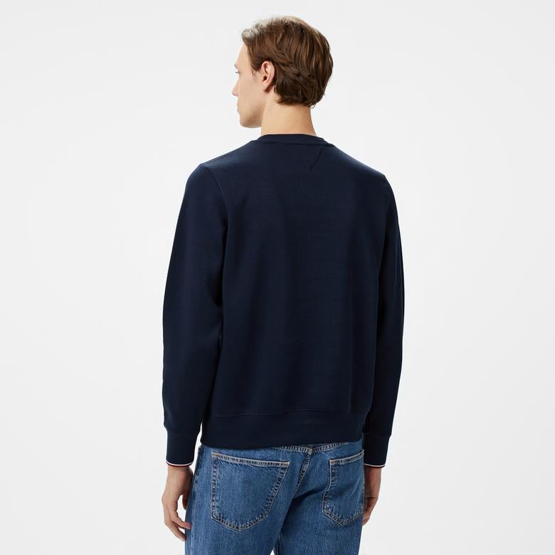 Tommy Hilfiger Tommy Logo Tipped Crewneck Erkek Mavi Sweatshirt