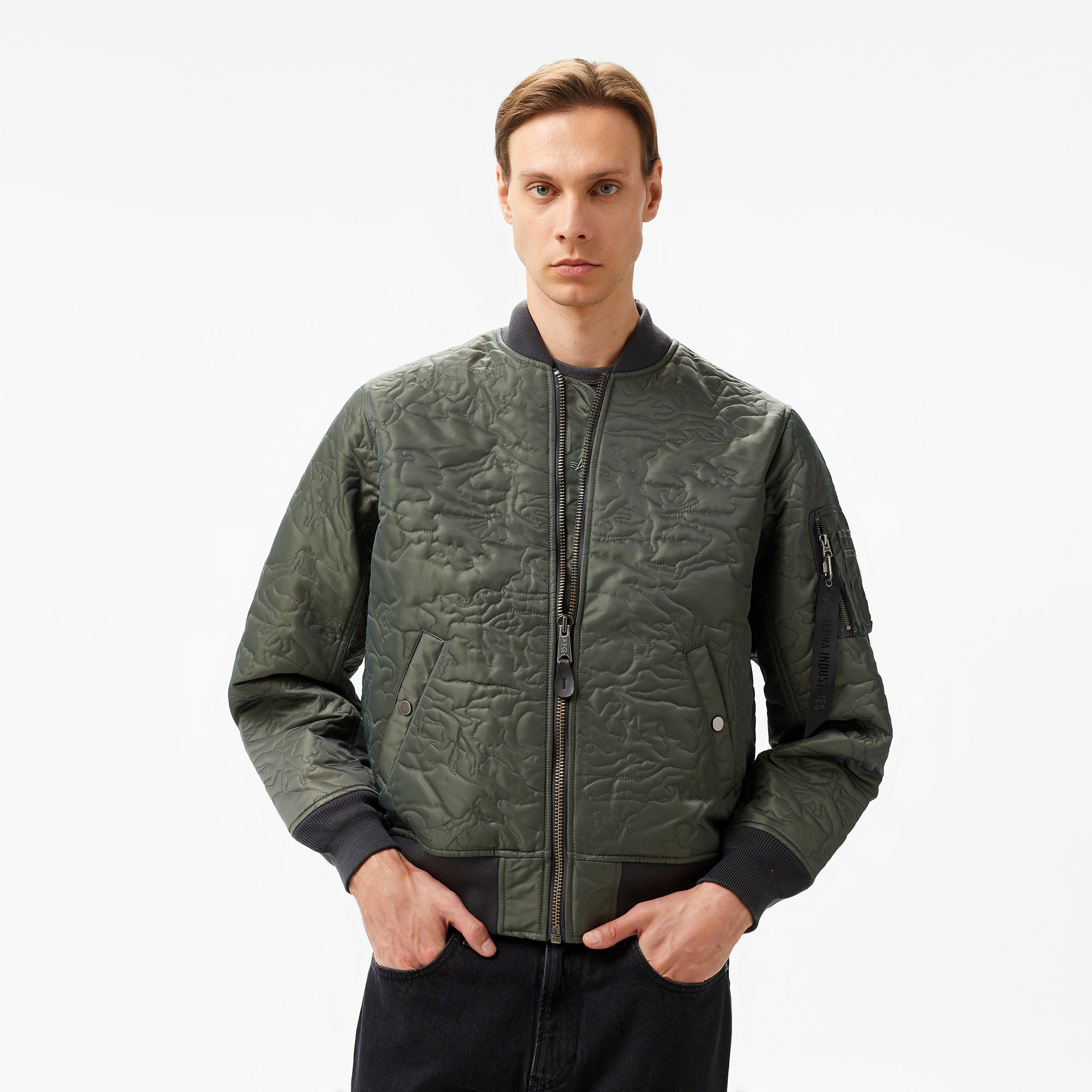 Alpha Industries Camo Quilted Ma-1 Flight Unisex Gri Ceket